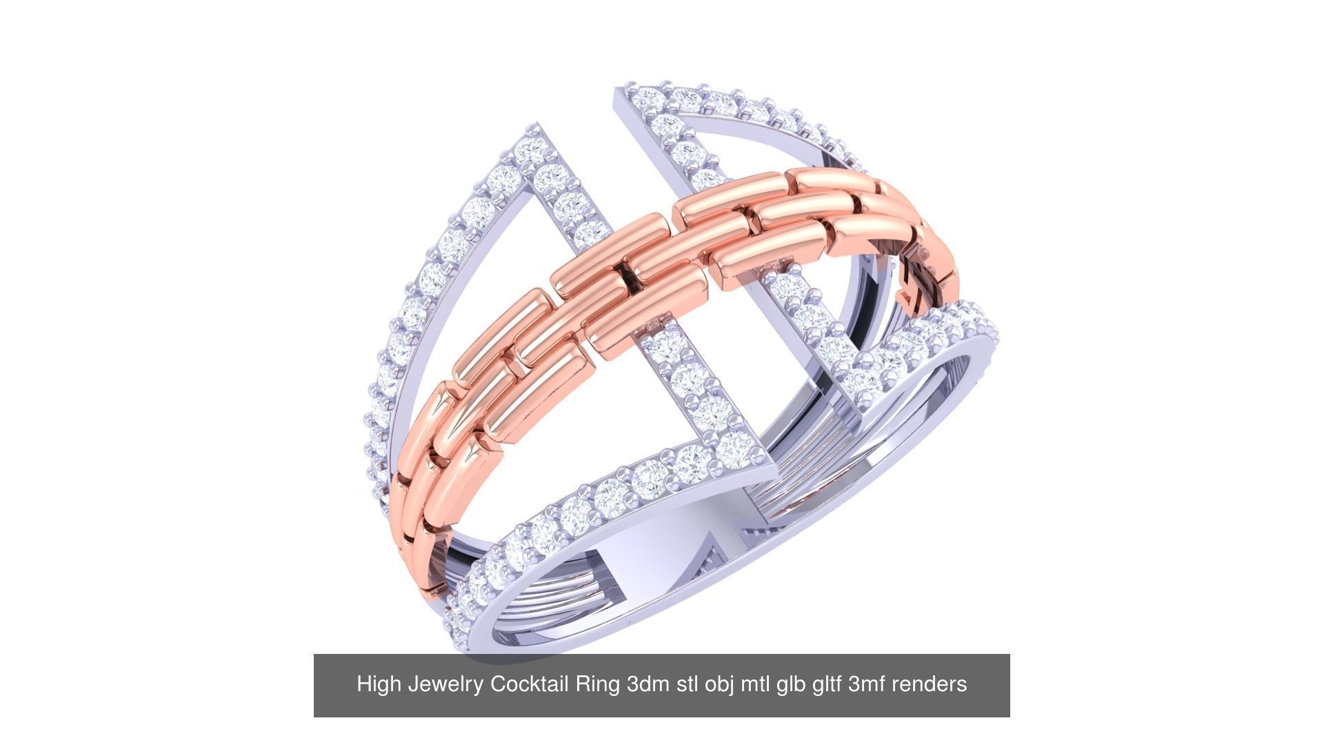 64 High Jewelry Cocktail Ring 3dm stl obj mtl glb gltf 3mf 3D Model Collection_33