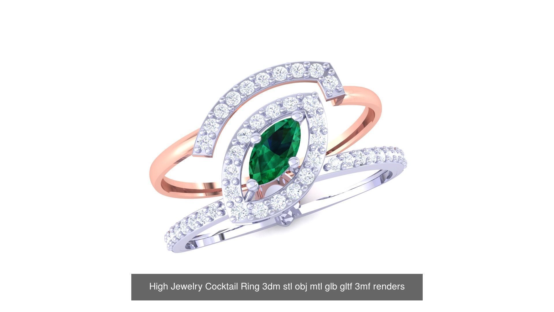 64 High Jewelry Cocktail Ring 3dm stl obj mtl glb gltf 3mf 3D Model Collection_61