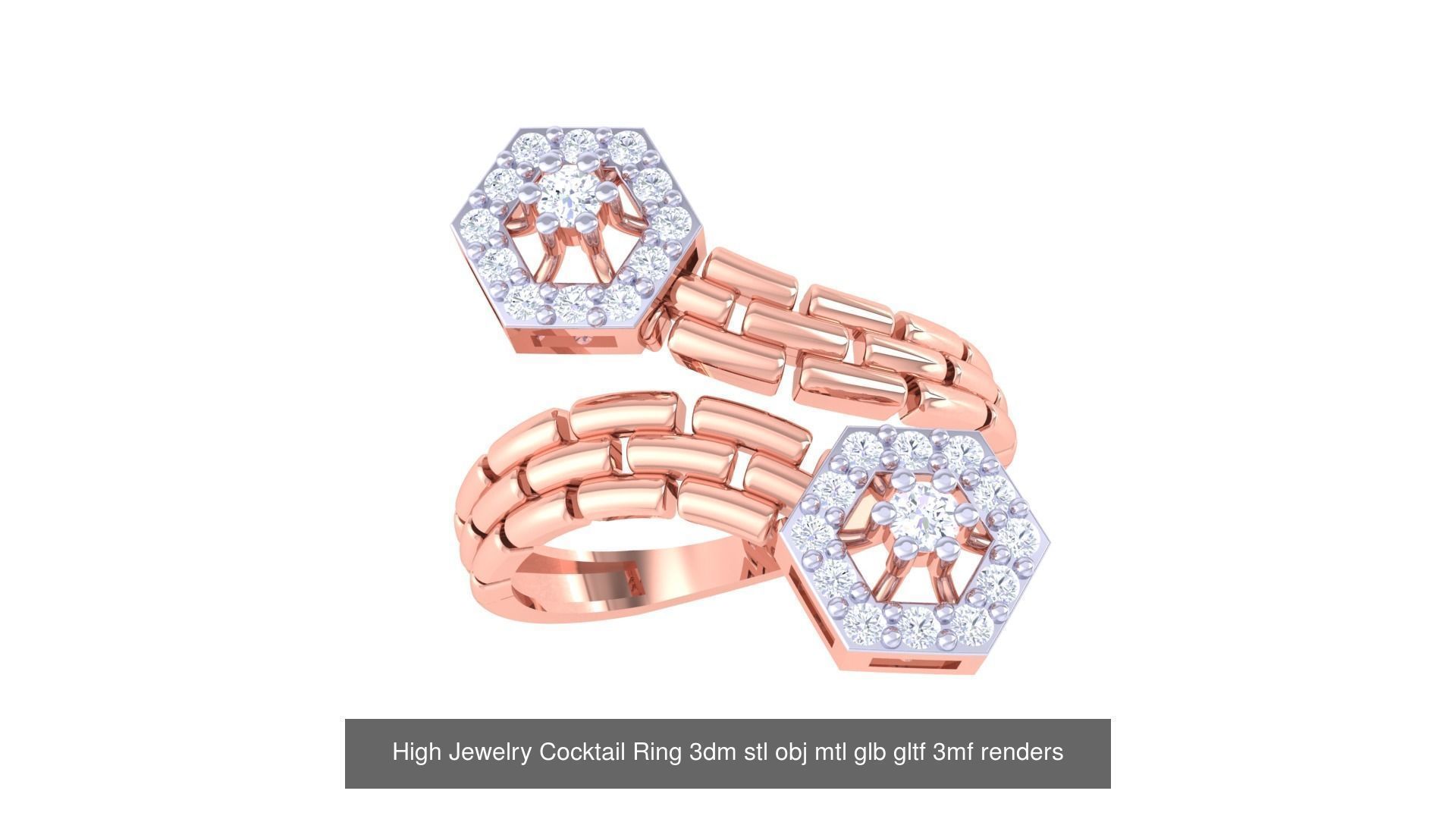 64 High Jewelry Cocktail Ring 3dm stl obj mtl glb gltf 3mf 3D Model Collection_34