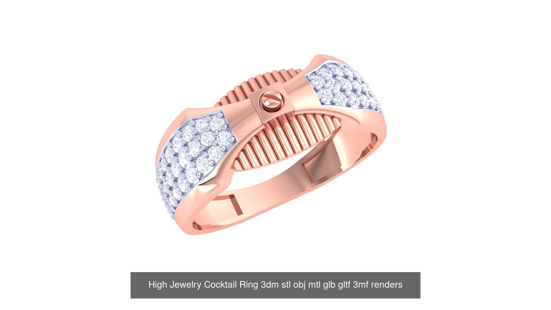 64 High Jewelry Cocktail Ring 3dm stl obj mtl glb gltf 3mf 3D Model Collection_18