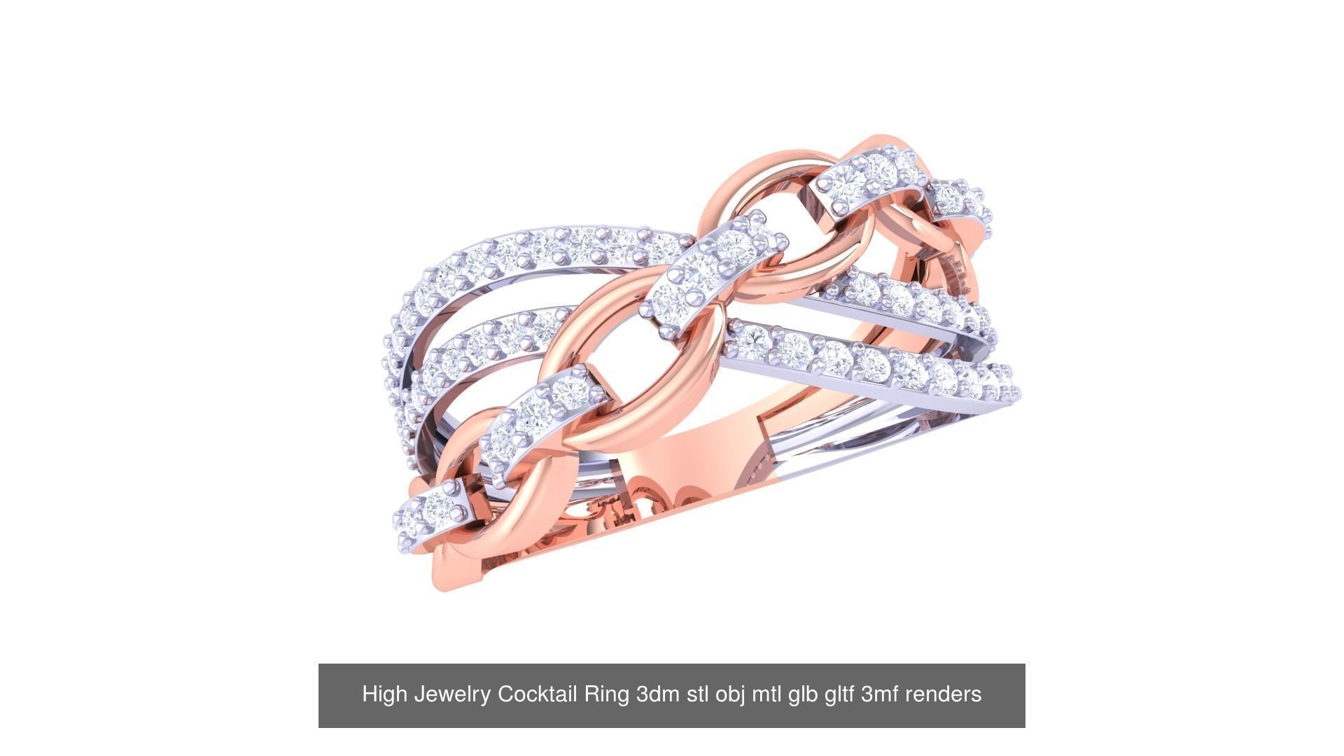 64 High Jewelry Cocktail Ring 3dm stl obj mtl glb gltf 3mf 3D Model Collection_8