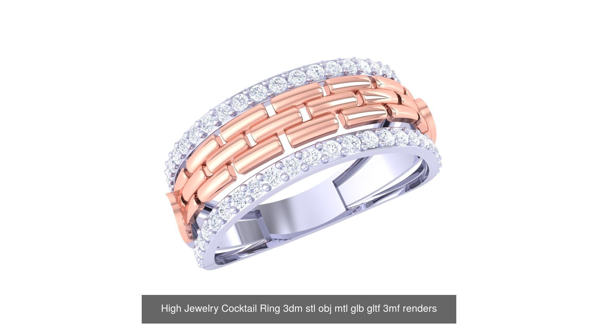 64 High Jewelry Cocktail Ring 3dm stl obj mtl glb gltf 3mf 3D Model Collection_4