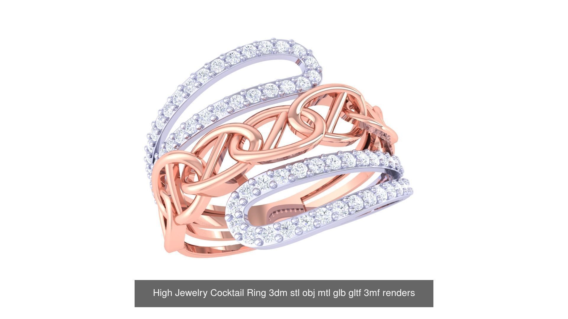 64 High Jewelry Cocktail Ring 3dm stl obj mtl glb gltf 3mf 3D Model Collection_36