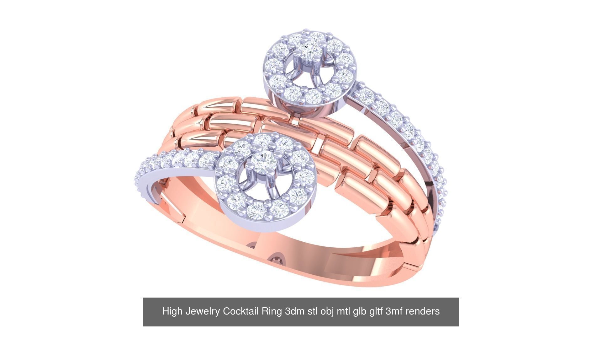 64 High Jewelry Cocktail Ring 3dm stl obj mtl glb gltf 3mf 3D Model Collection_59