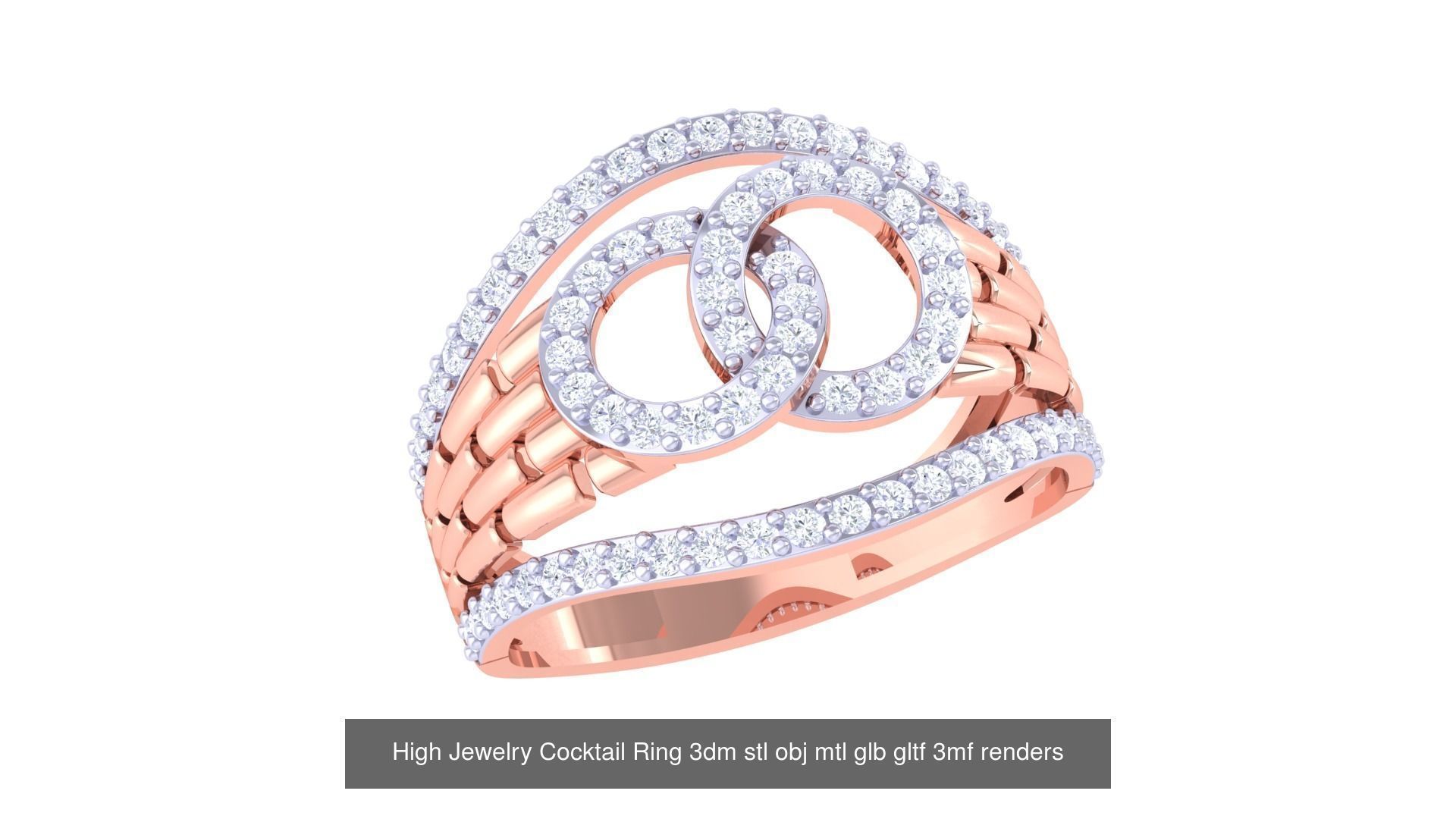 64 High Jewelry Cocktail Ring 3dm stl obj mtl glb gltf 3mf 3D Model Collection_5