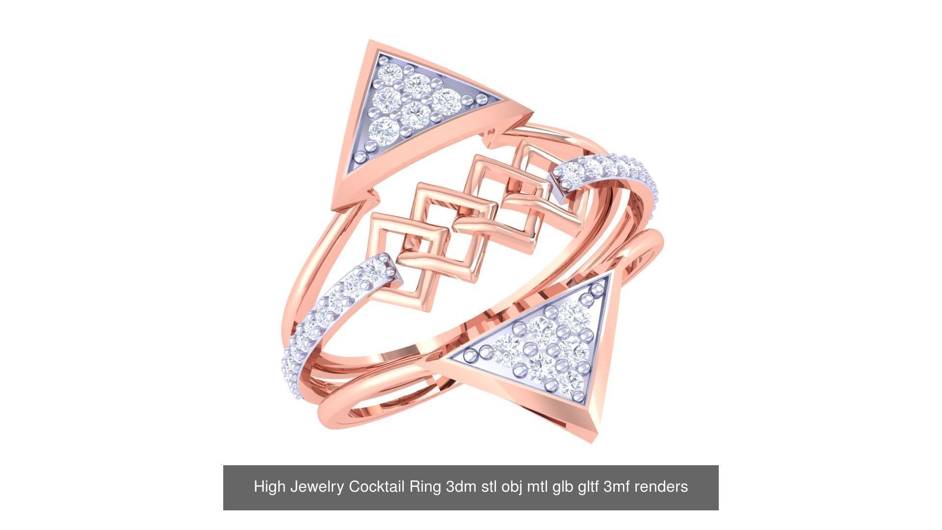 64 High Jewelry Cocktail Ring 3dm stl obj mtl glb gltf 3mf 3D Model Collection_40