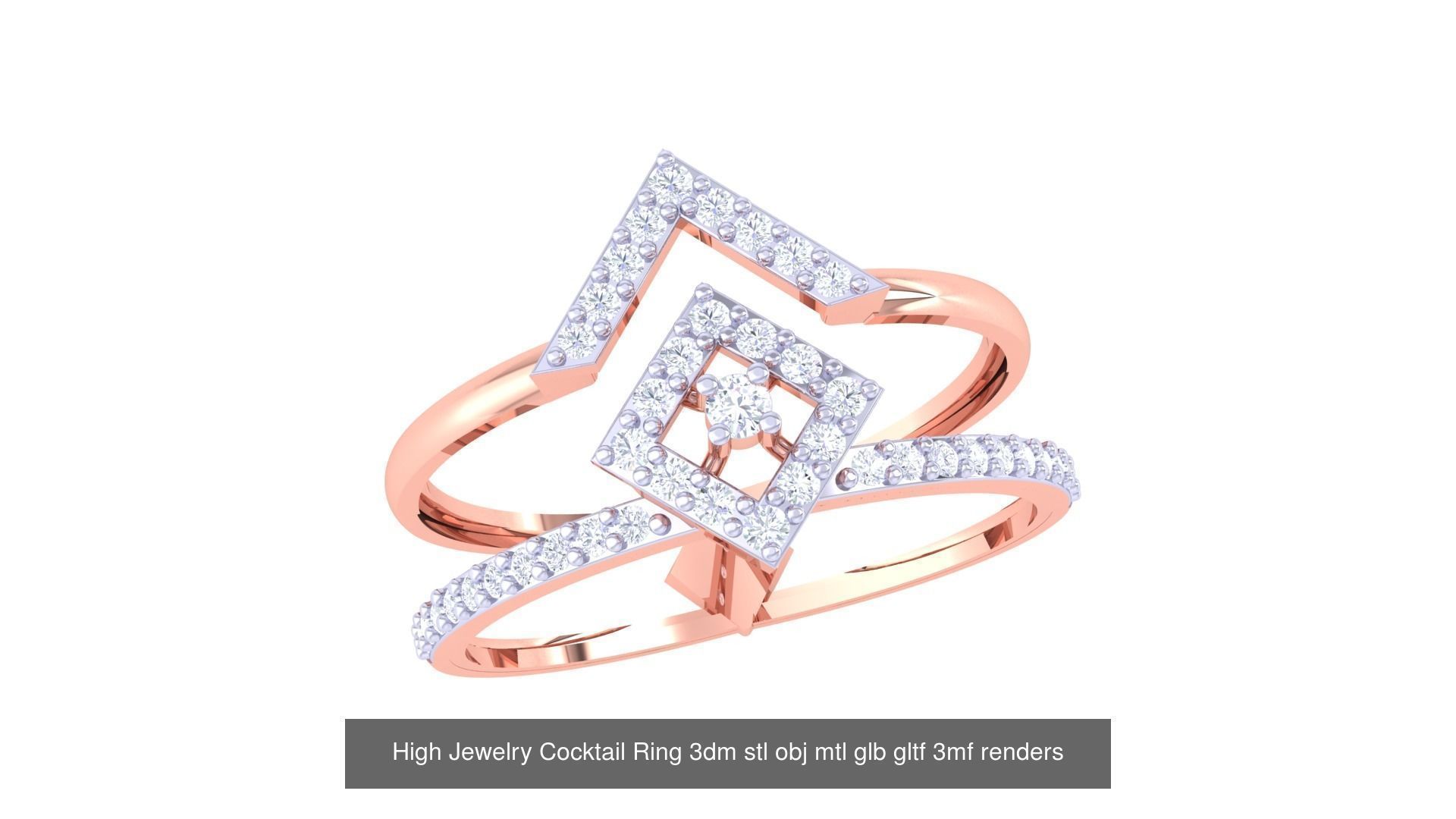 64 High Jewelry Cocktail Ring 3dm stl obj mtl glb gltf 3mf 3D Model Collection_63