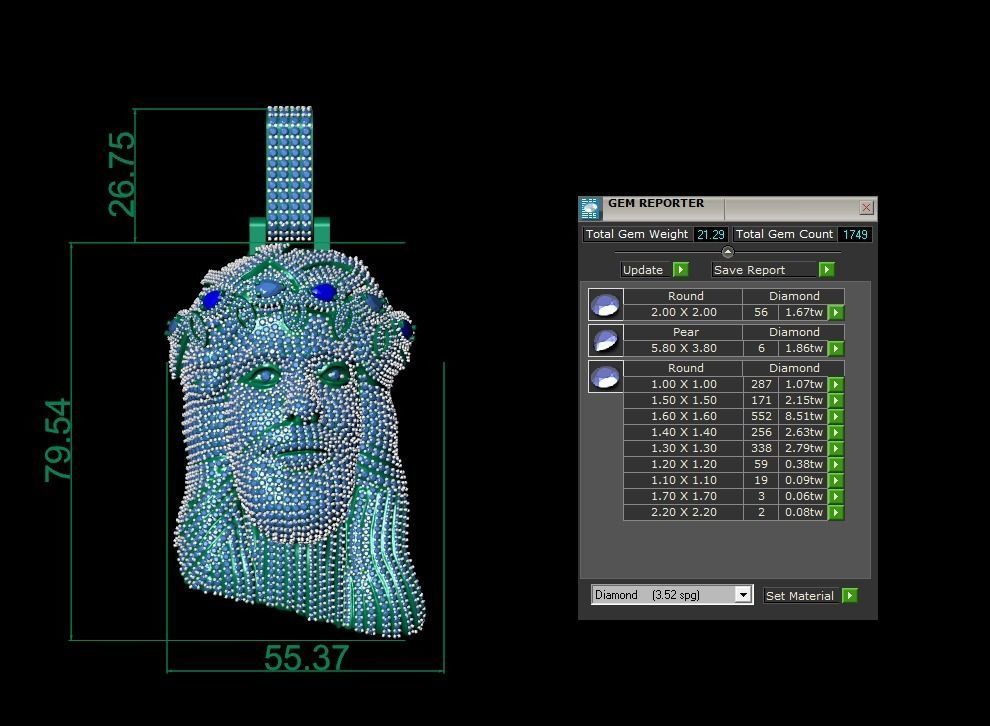 Jesus Pendant 3D print model fully iced out daimond 3D print model_4