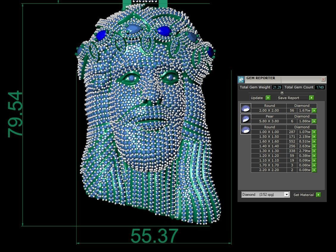 Jesus Pendant 3D print model fully iced out daimond 3D print model_3