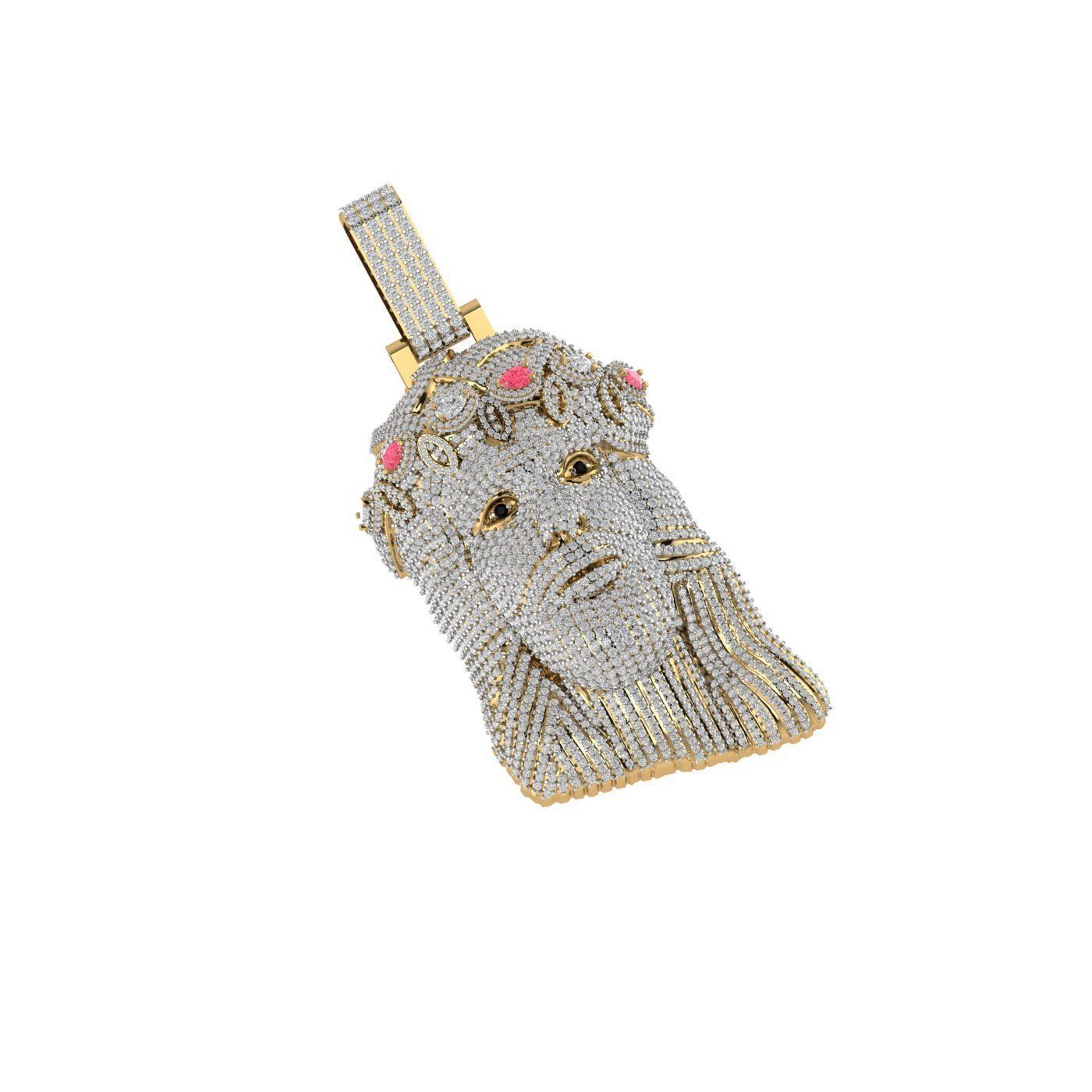 Jesus Pendant 3D print model fully iced out daimond 3D print model_2
