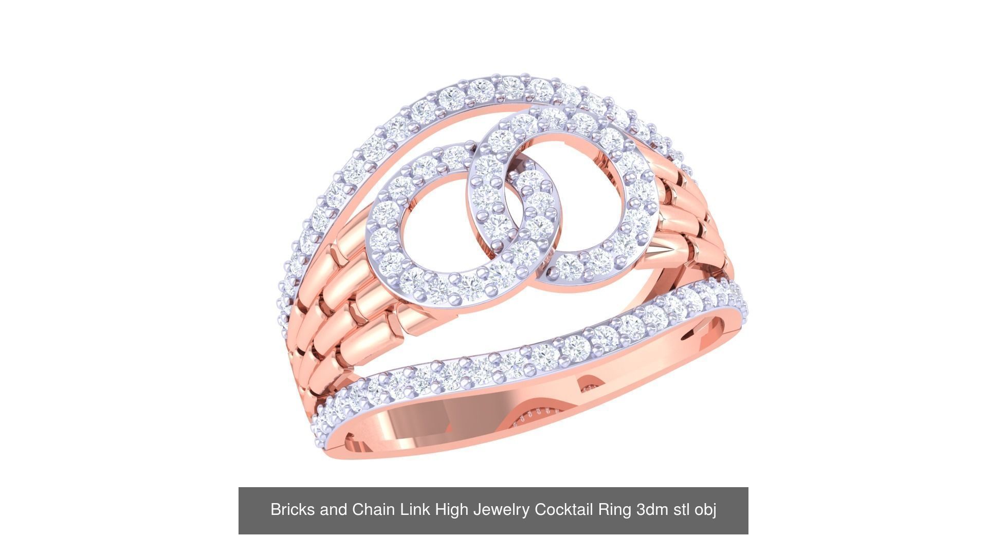 11 Bricks Theme High Jewelry Cocktail Ring 3dm stl obj mtl  3D Model Collection_6