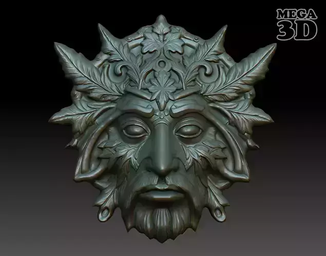 Celtic Greenman Bas Relief Pendant 12 230617 3D print model