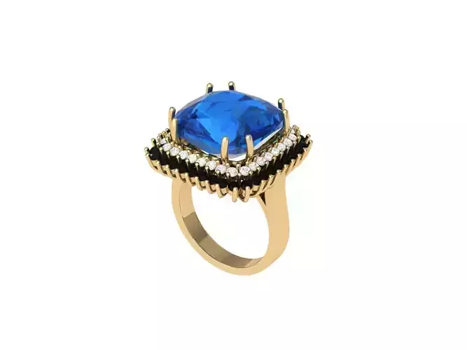 Cushion Solitaire Art deco Ring