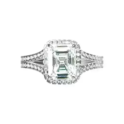 Emerald Solitaire Ring With Hidden Halo
