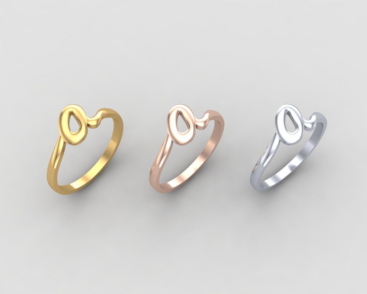 alphabet minimal A ring 77-MW 3D print model_8