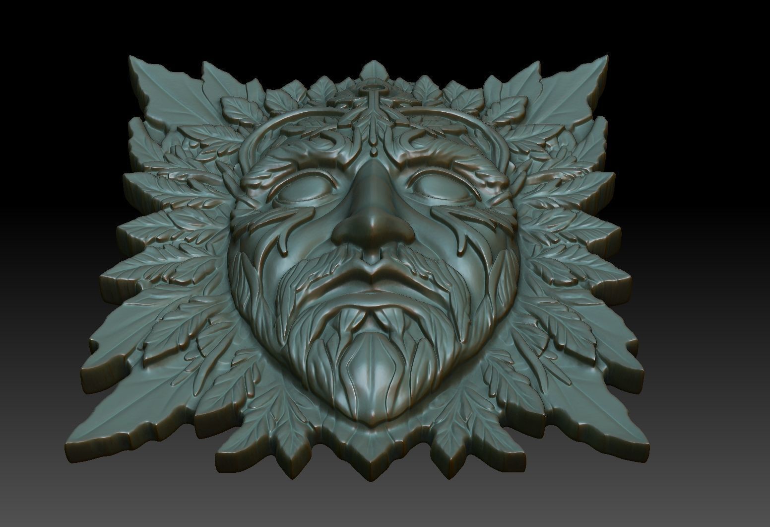 Celtic Greenman Bas Relief Pendant 05 230617 3D print model_4