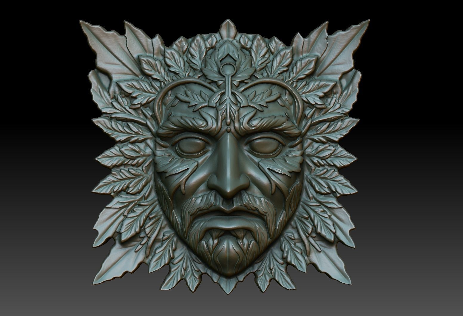 Celtic Greenman Bas Relief Pendant 05 230617 3D print model_1