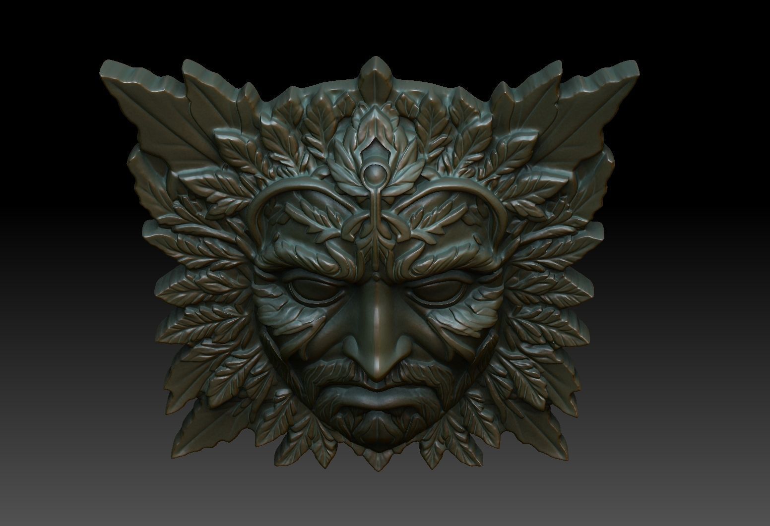 Celtic Greenman Bas Relief Pendant 05 230617 3D print model_5