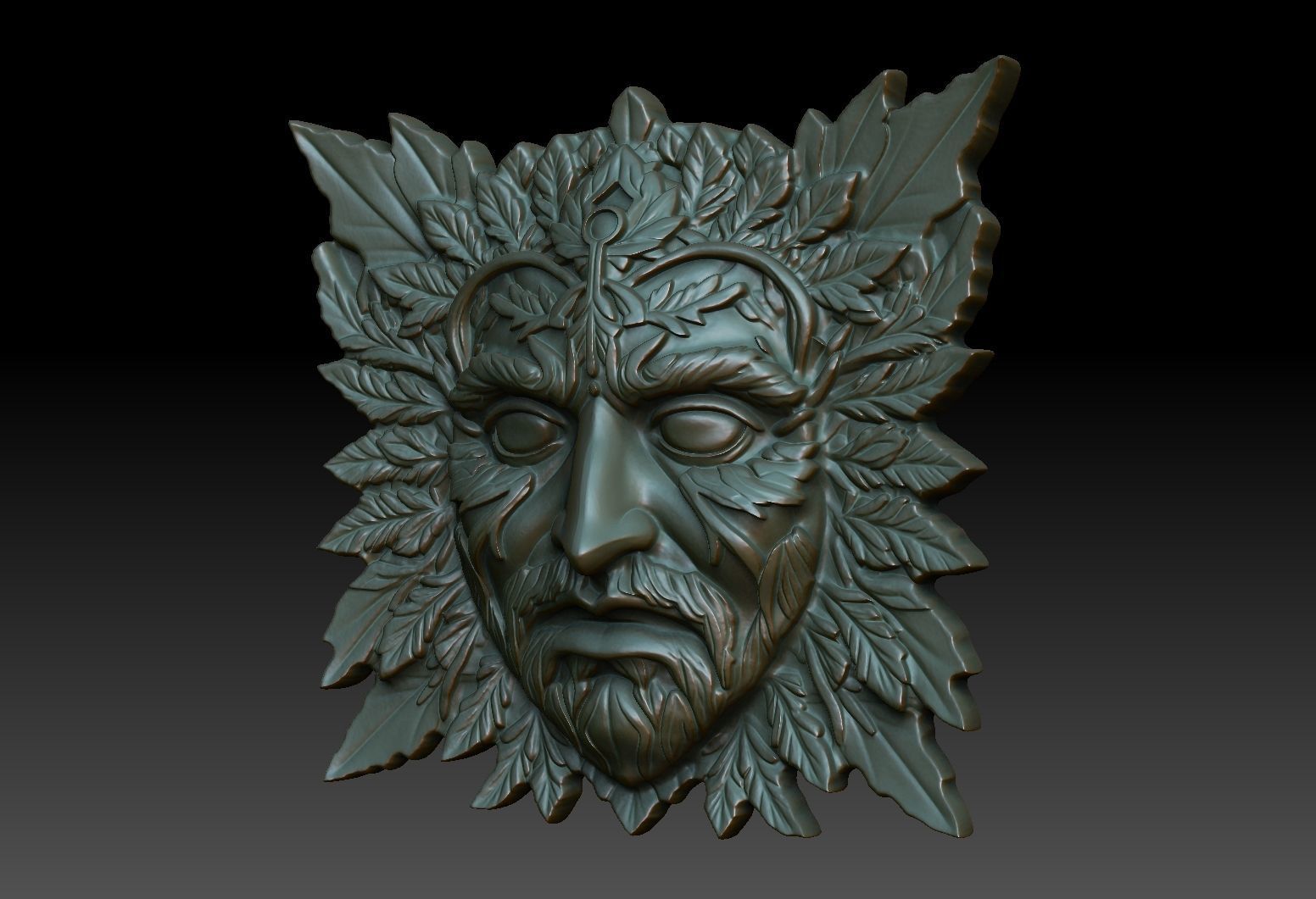 Celtic Greenman Bas Relief Pendant 05 230617 3D print model_3