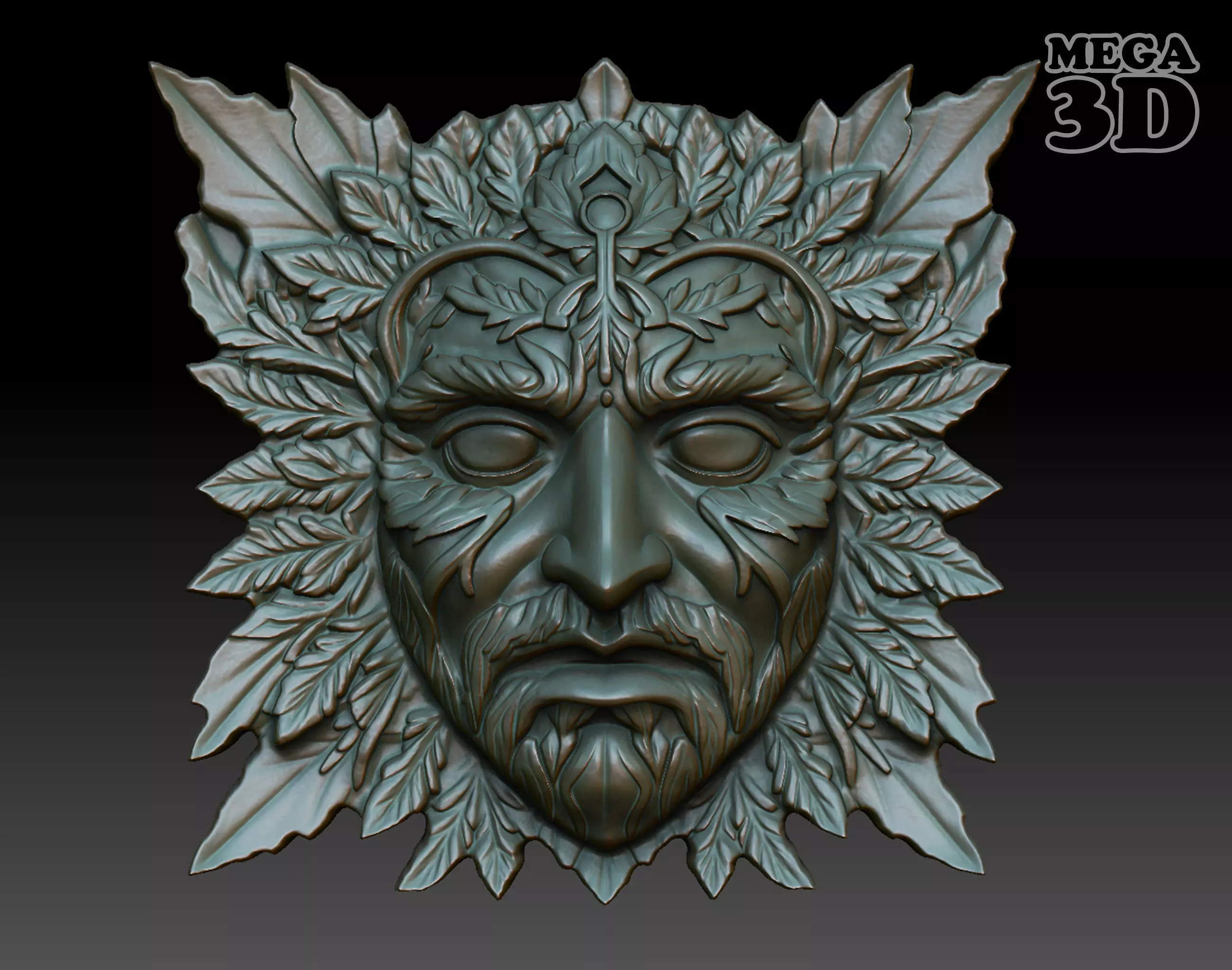 Celtic Greenman Bas Relief Pendant 05 230617 3D print model_0