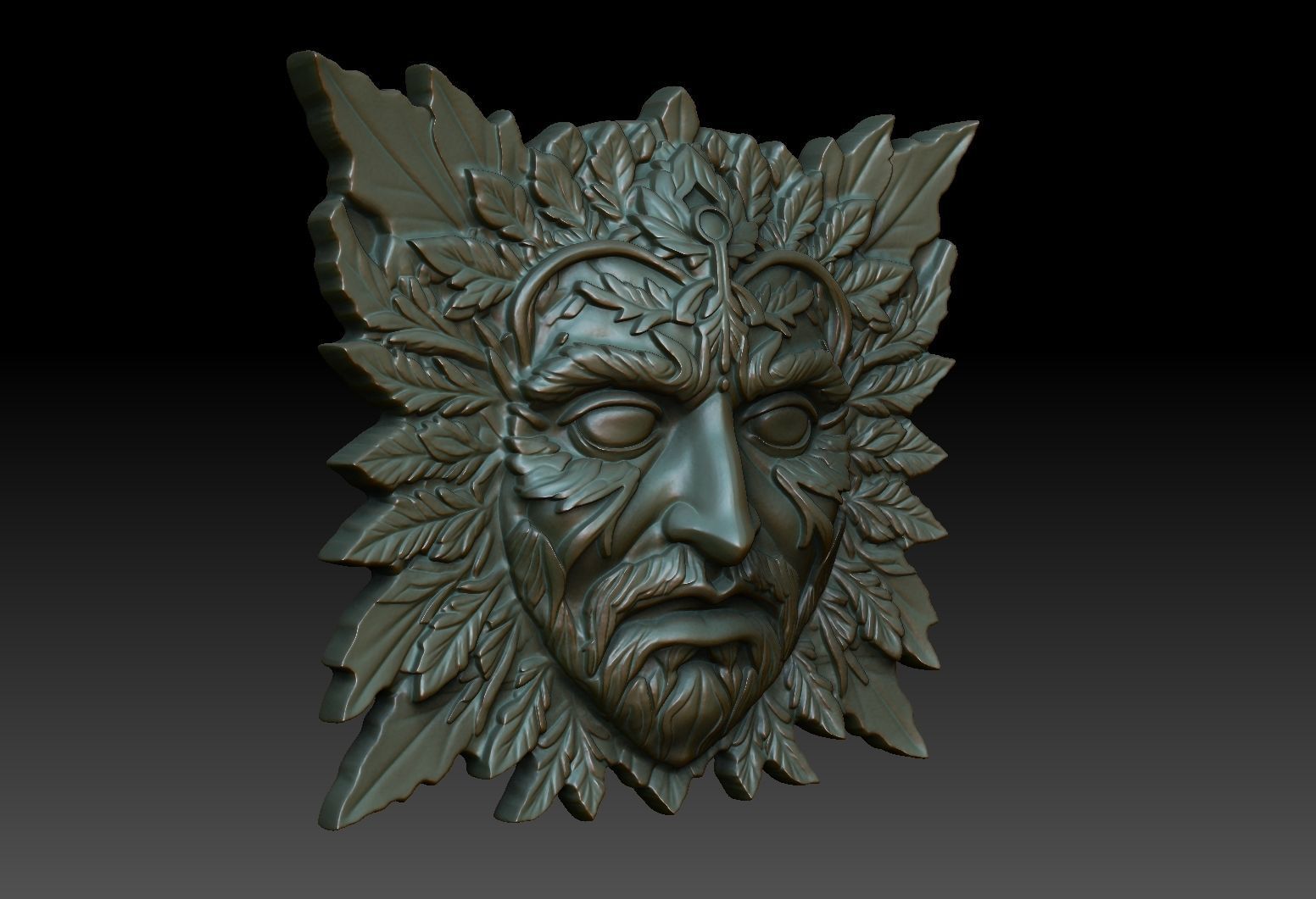Celtic Greenman Bas Relief Pendant 05 230617 3D print model_2