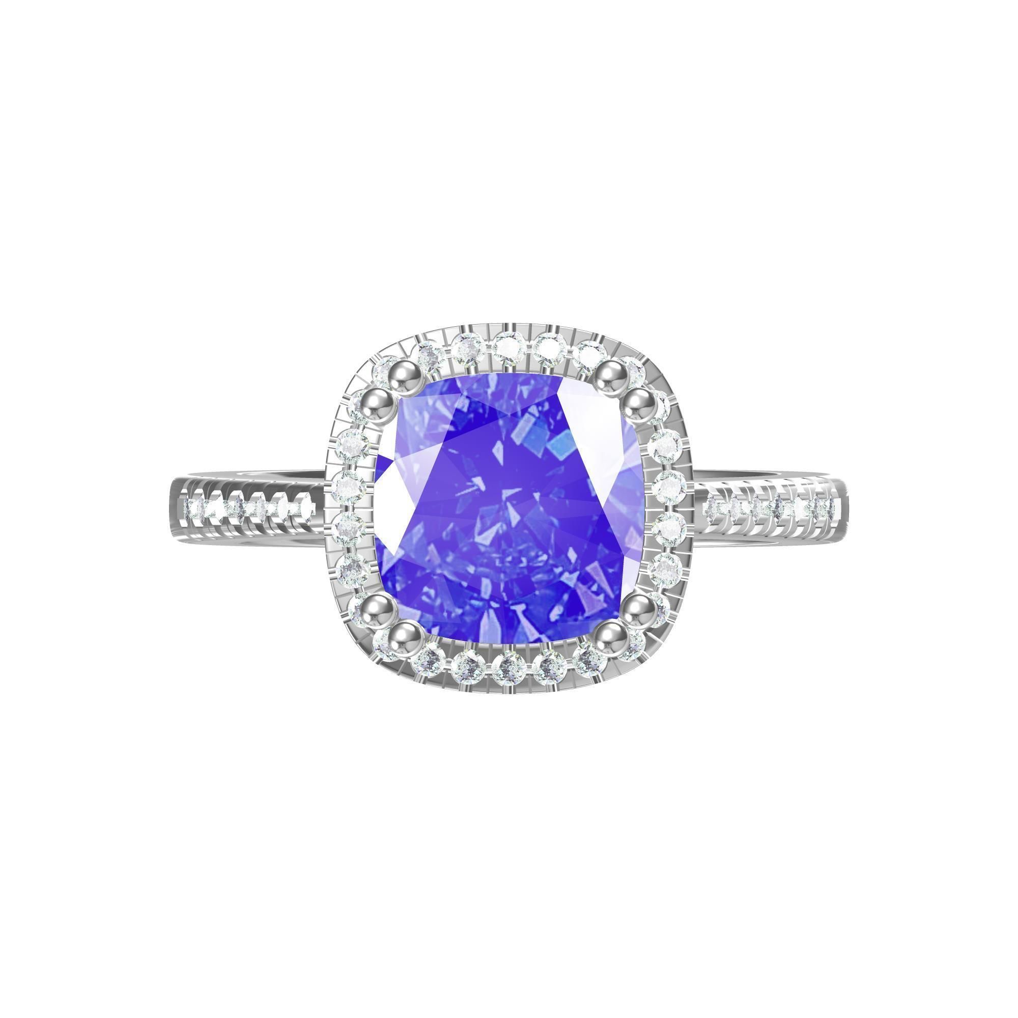  Cushion Solitaire Art deco Ring 3D print model_1