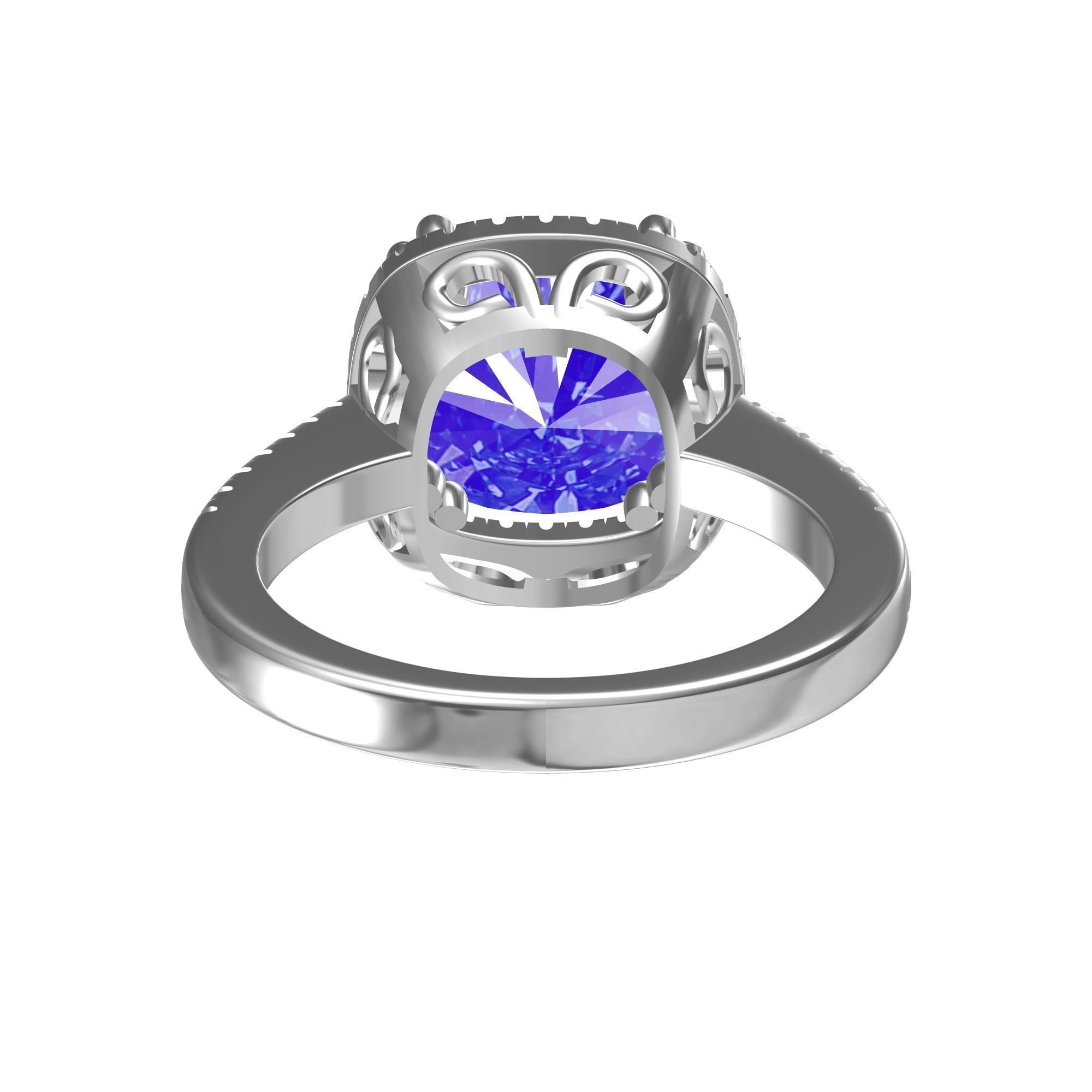  Cushion Solitaire Art deco Ring 3D print model_6