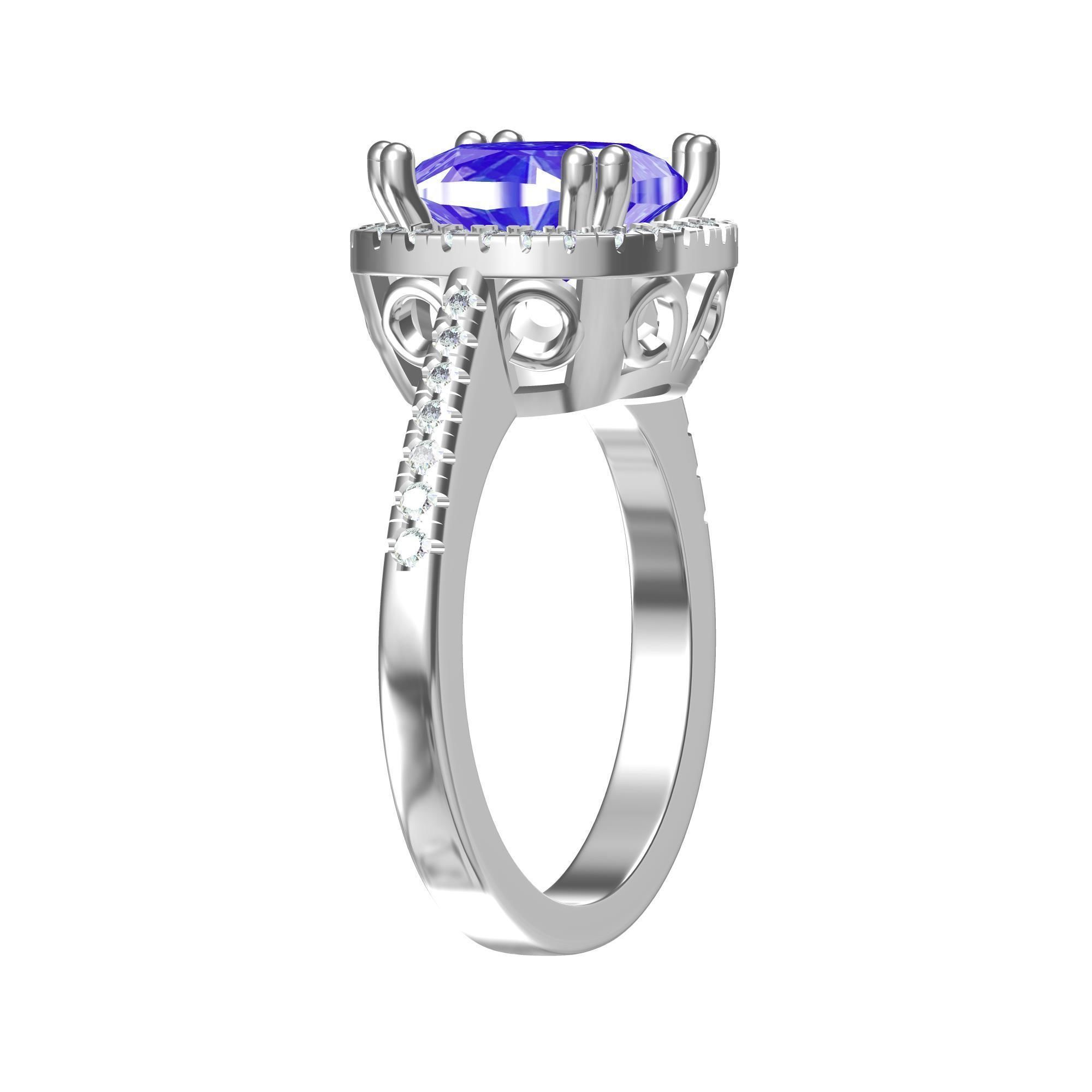  Cushion Solitaire Art deco Ring 3D print model_4