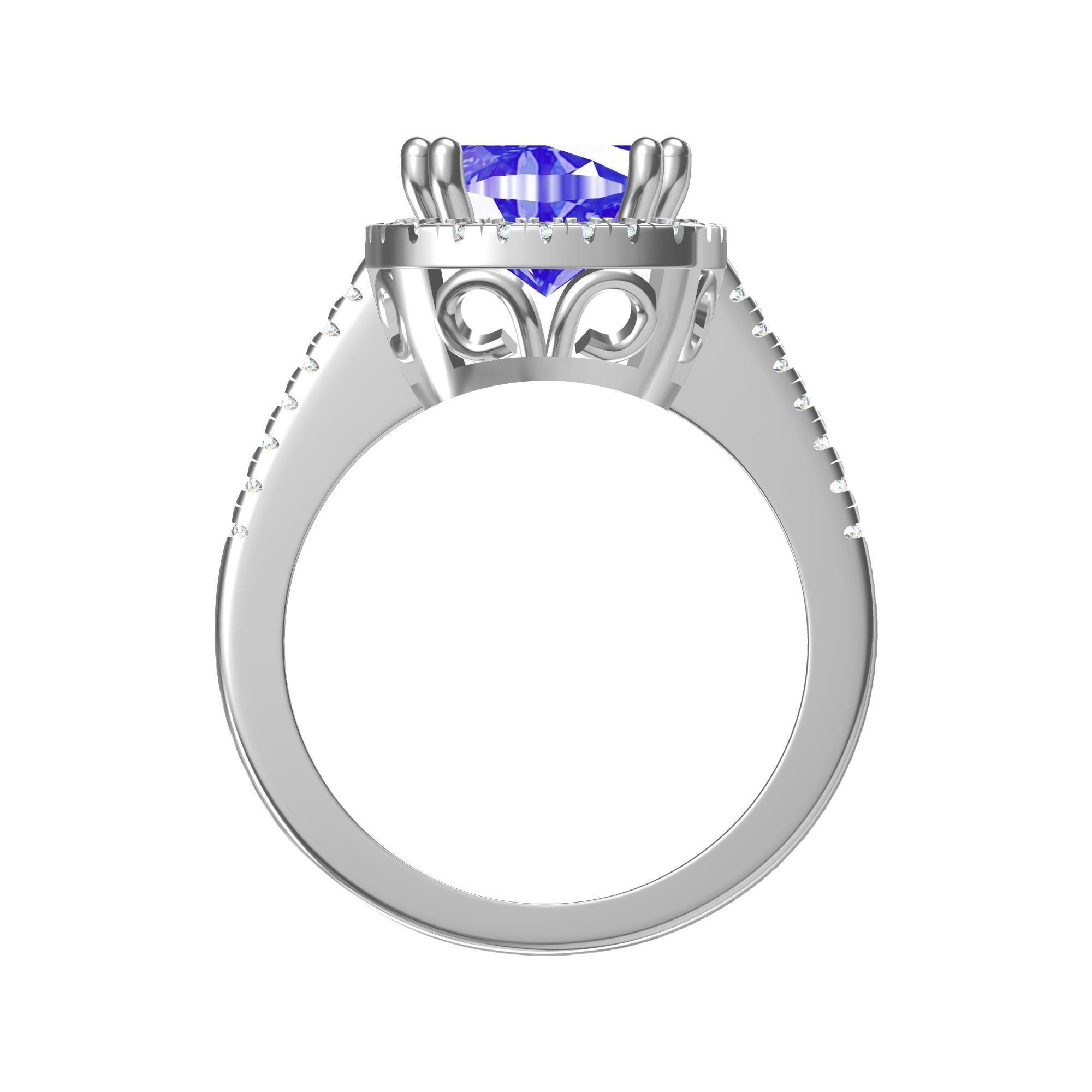  Cushion Solitaire Art deco Ring 3D print model_3