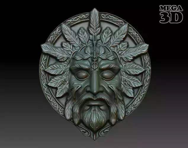 Celtic Greenman Bas Relief Pendant 03 230617