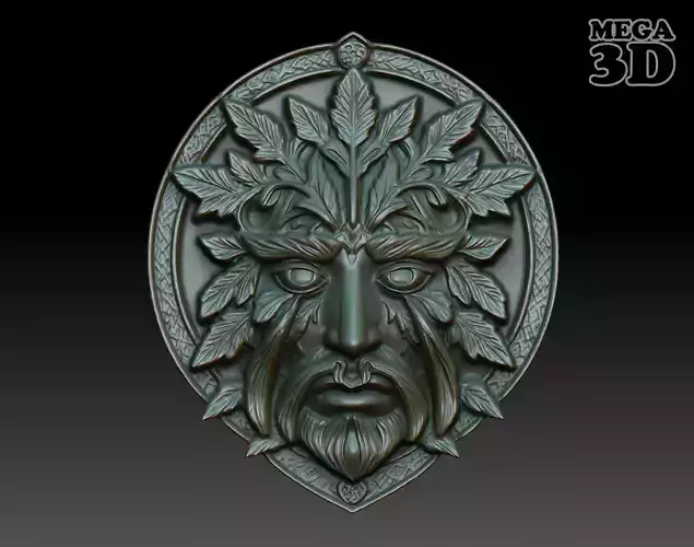 Celtic Greenman Bas Relief Pendant 02 230617 3D print model