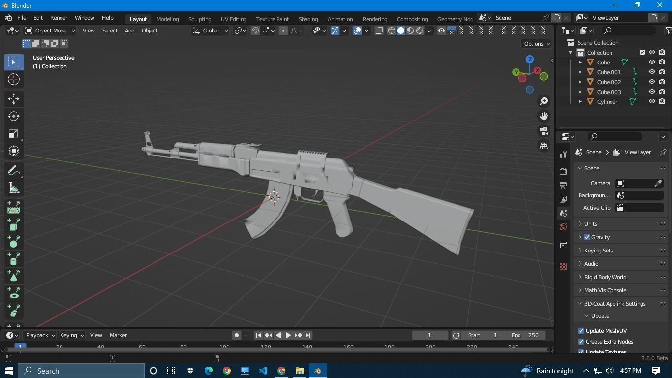 gun AK47  3D model_3