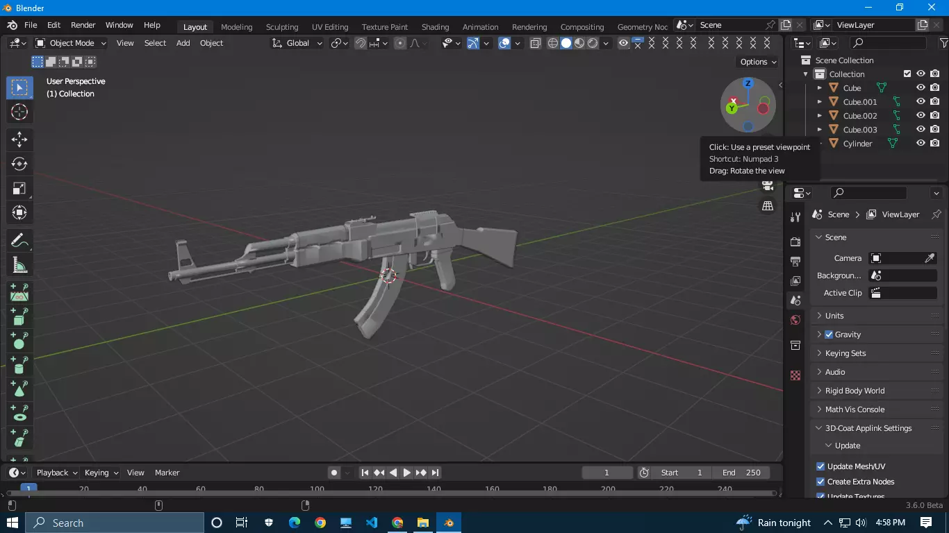 gun AK47  3D model_0