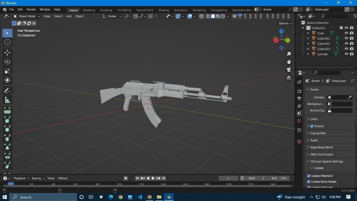 gun AK47  3D model_1