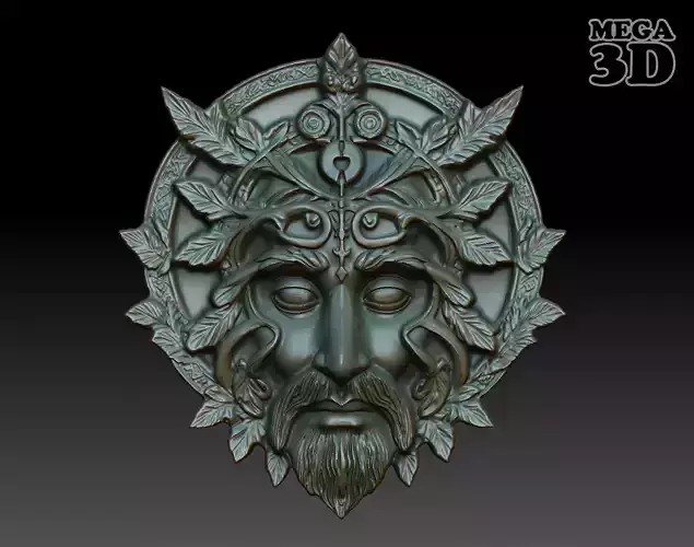 Celtic Greenman Bas Relief Pendant 01 230617 3D print model