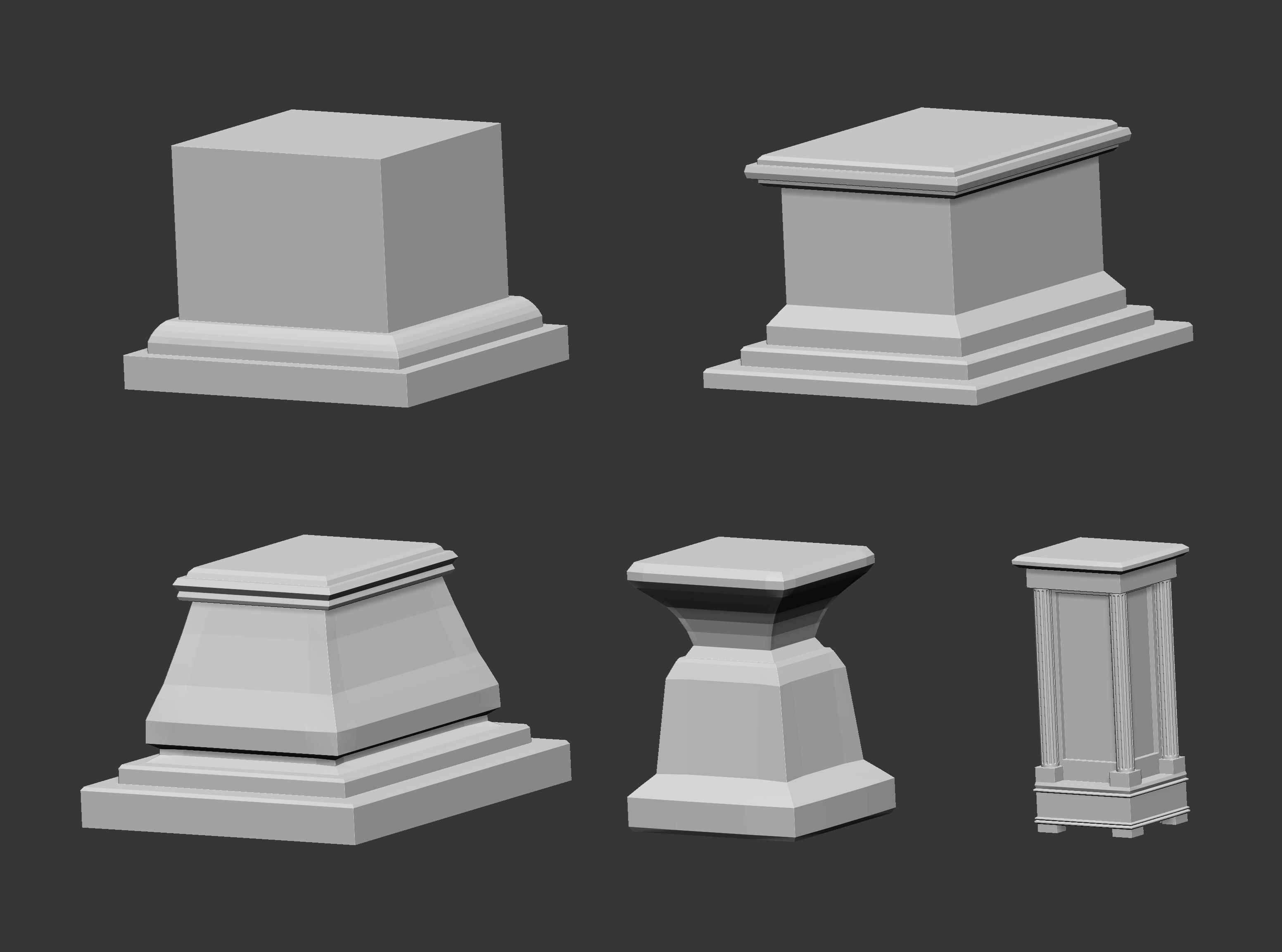 50 Low poly statue pedestal and podium base mesh IMM 3D model_4