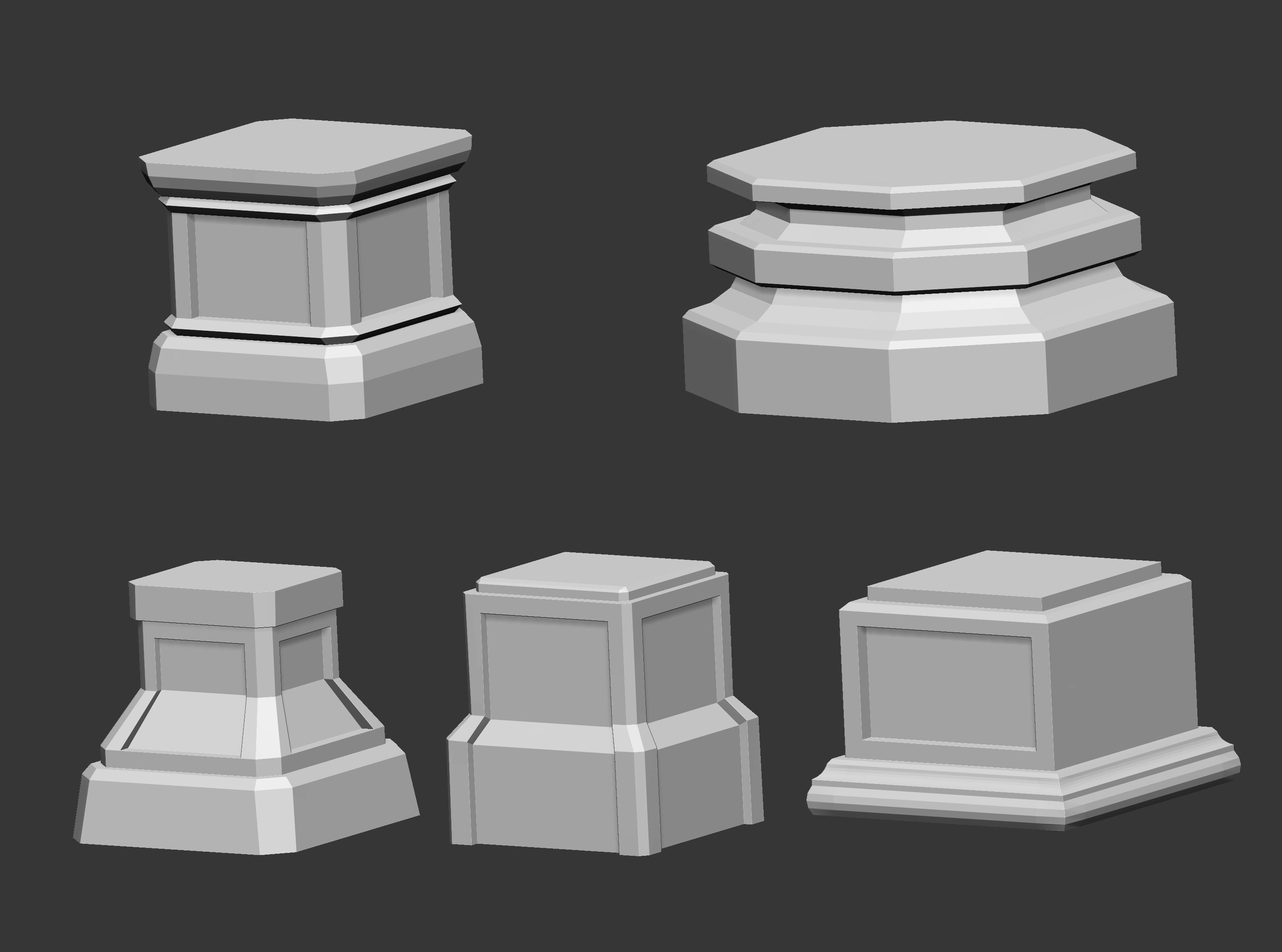 50 Low poly statue pedestal and podium base mesh IMM 3D model_3