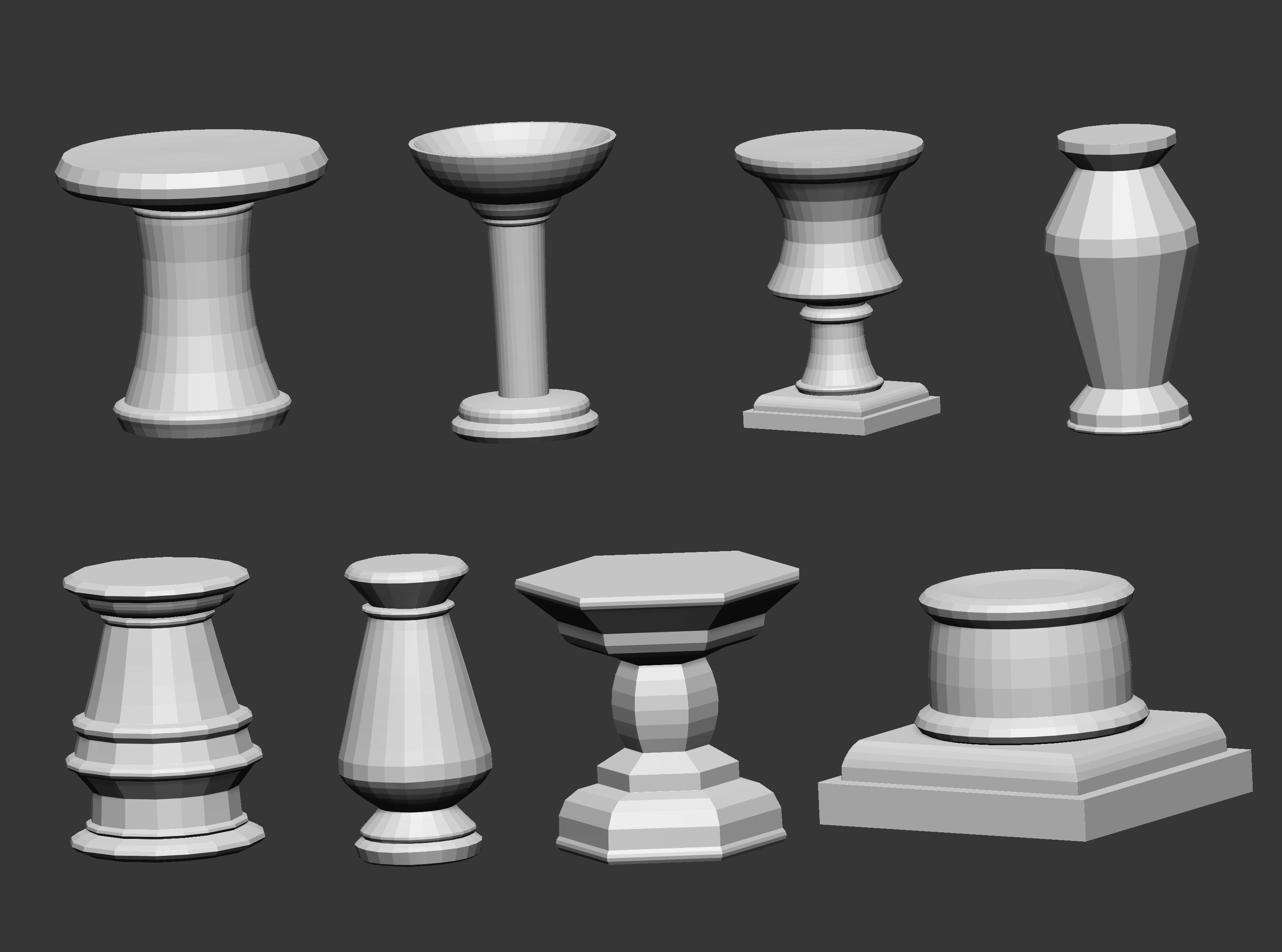 50 Low poly statue pedestal and podium base mesh IMM 3D model_7