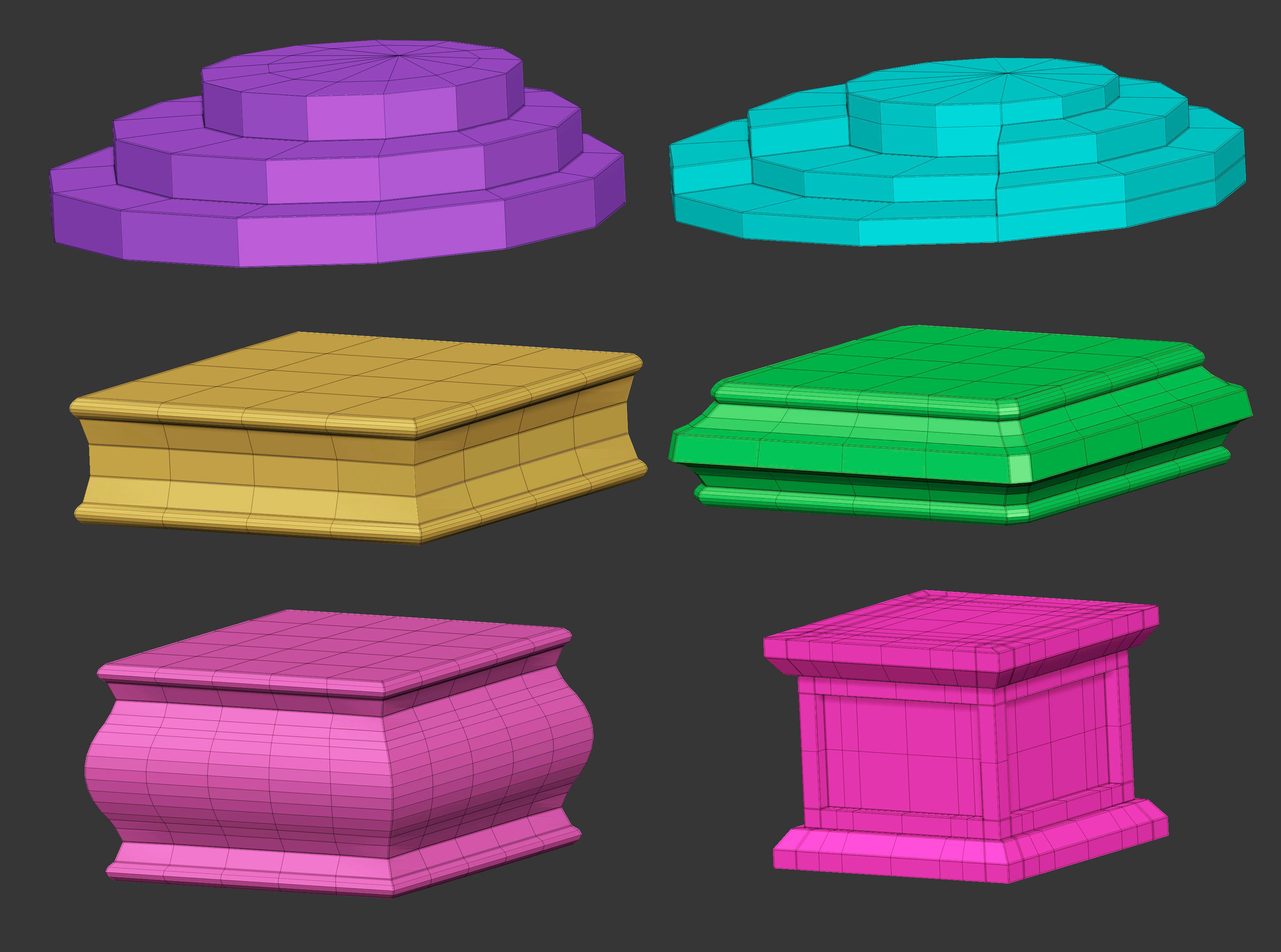 50 Low poly statue pedestal and podium base mesh IMM 3D model_9