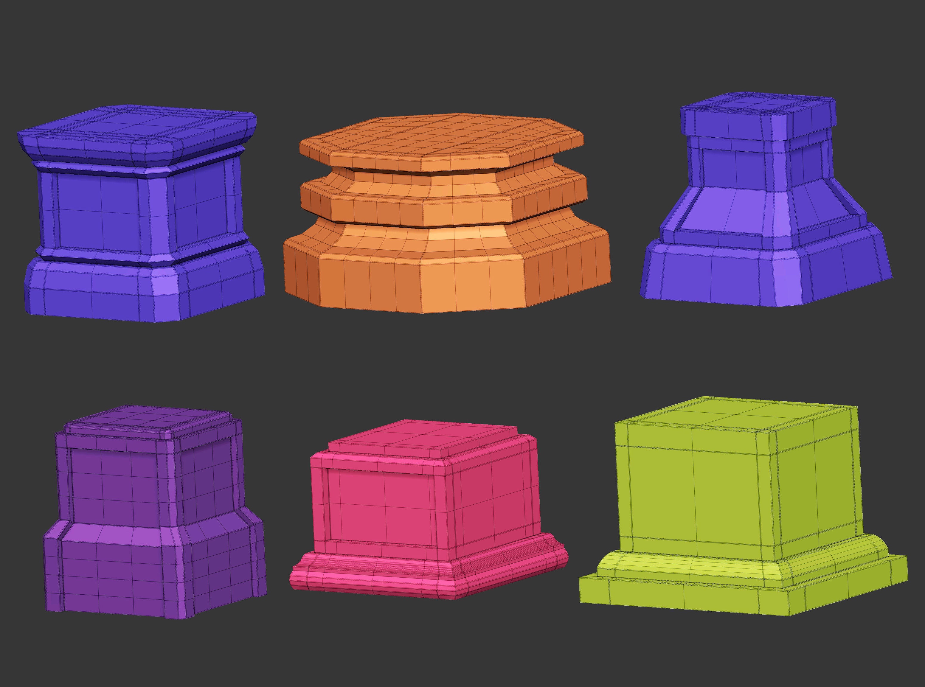 50 Low poly statue pedestal and podium base mesh IMM 3D model_10