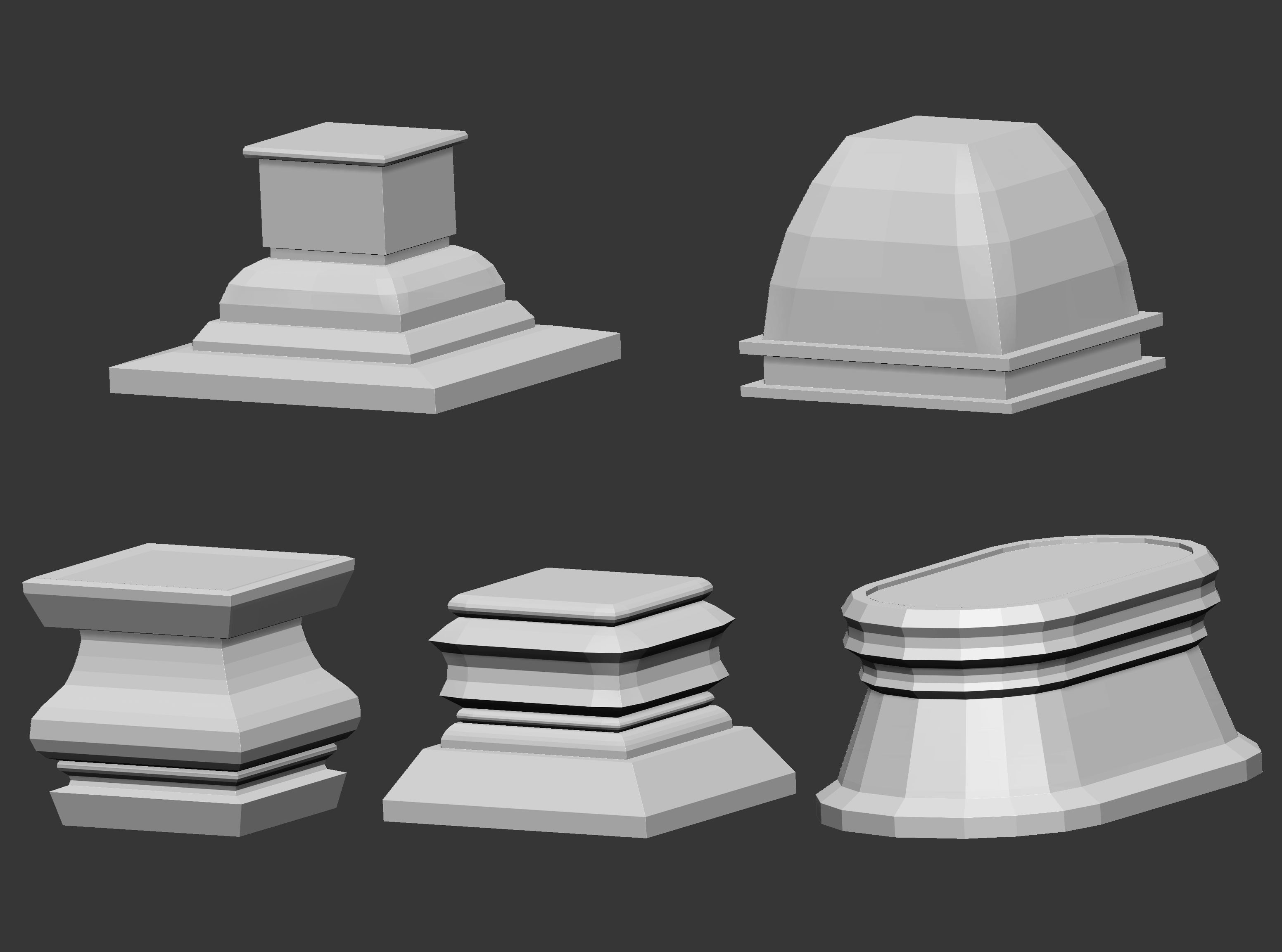 50 Low poly statue pedestal and podium base mesh IMM 3D model_5