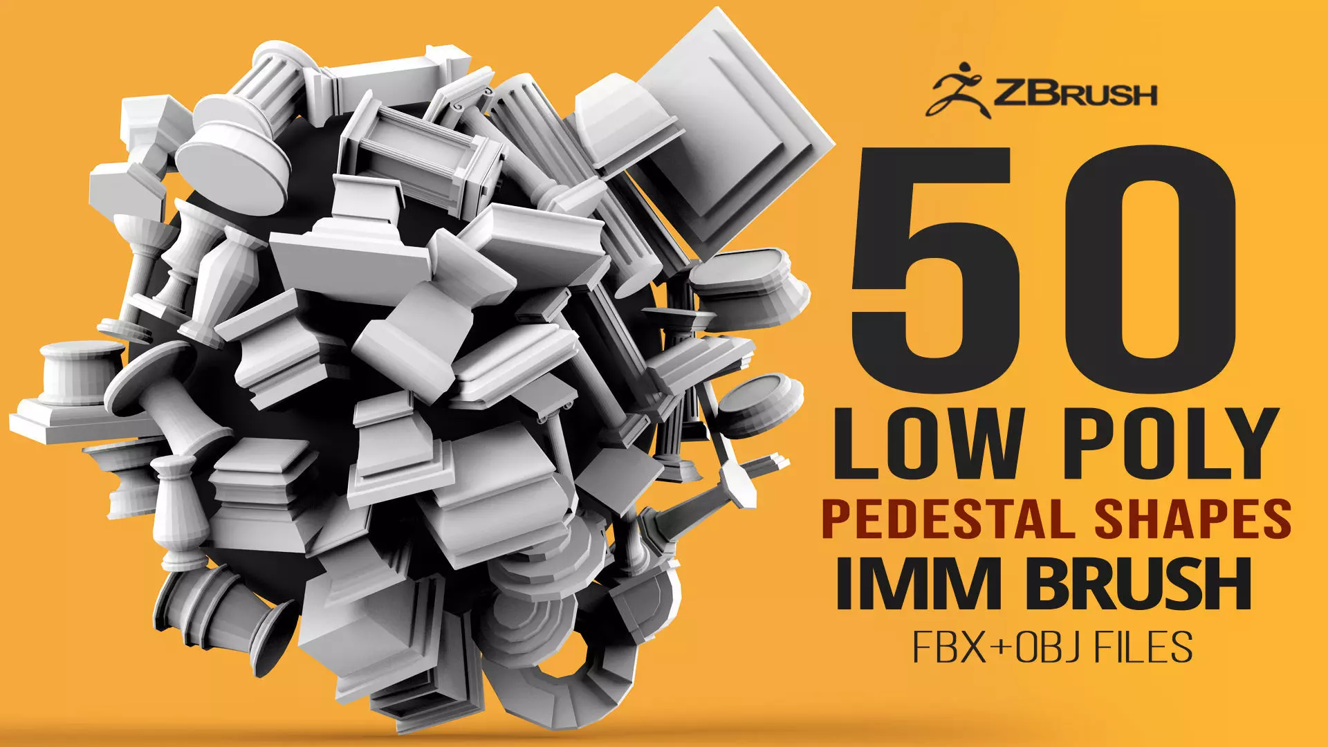 50 Low poly statue pedestal and podium base mesh IMM 3D model_0