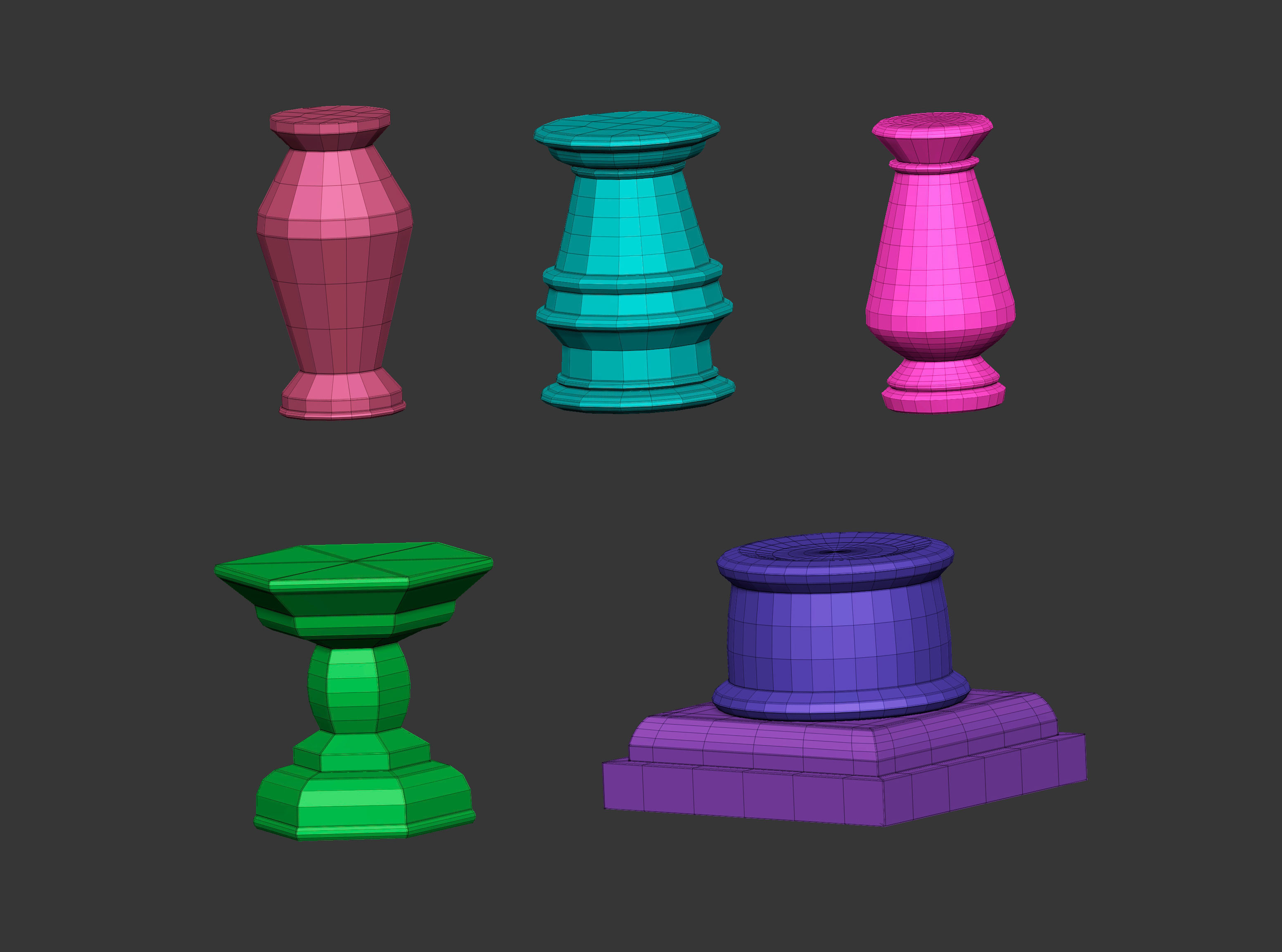 50 Low poly statue pedestal and podium base mesh IMM 3D model_14