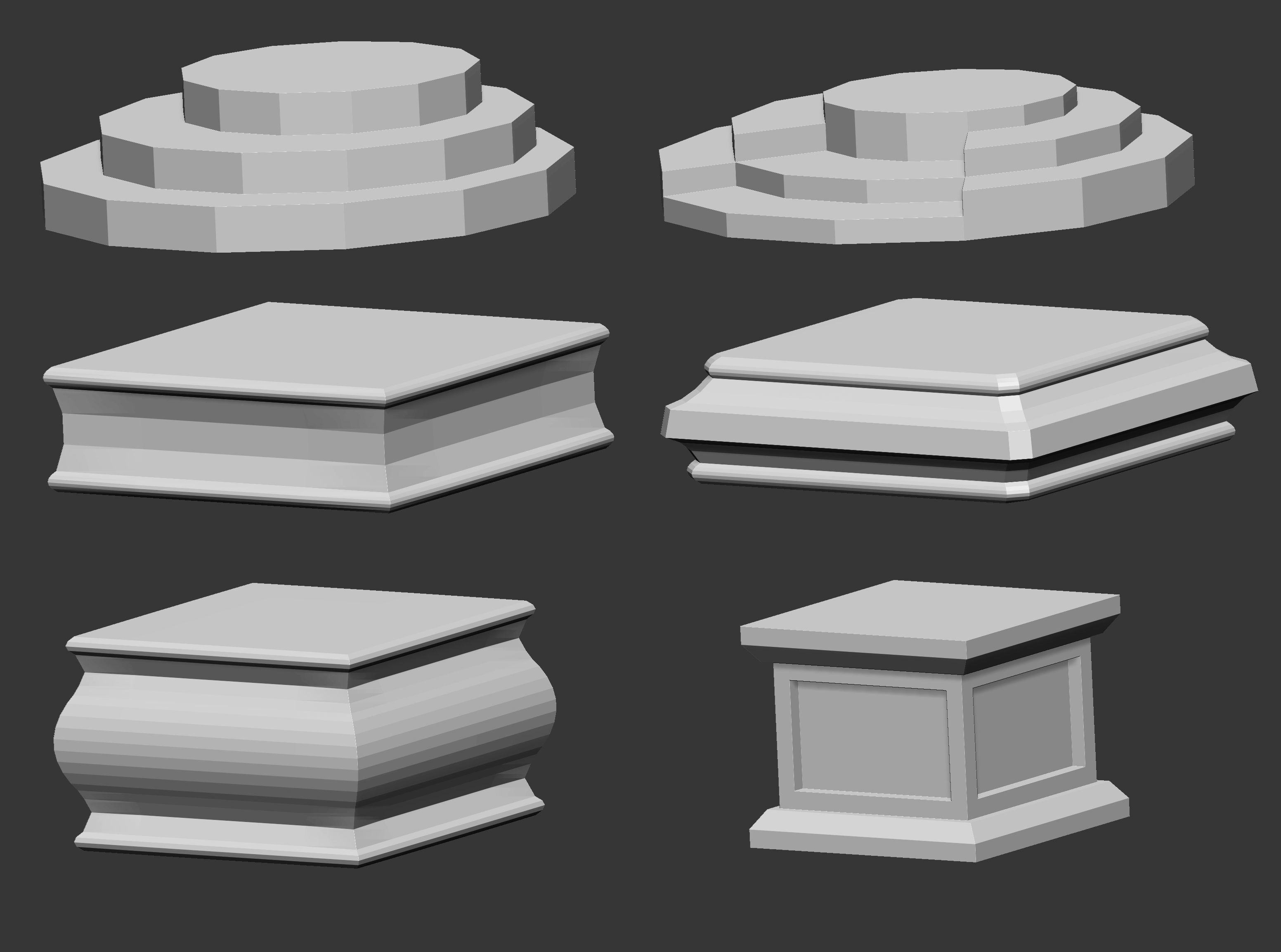50 Low poly statue pedestal and podium base mesh IMM 3D model_2
