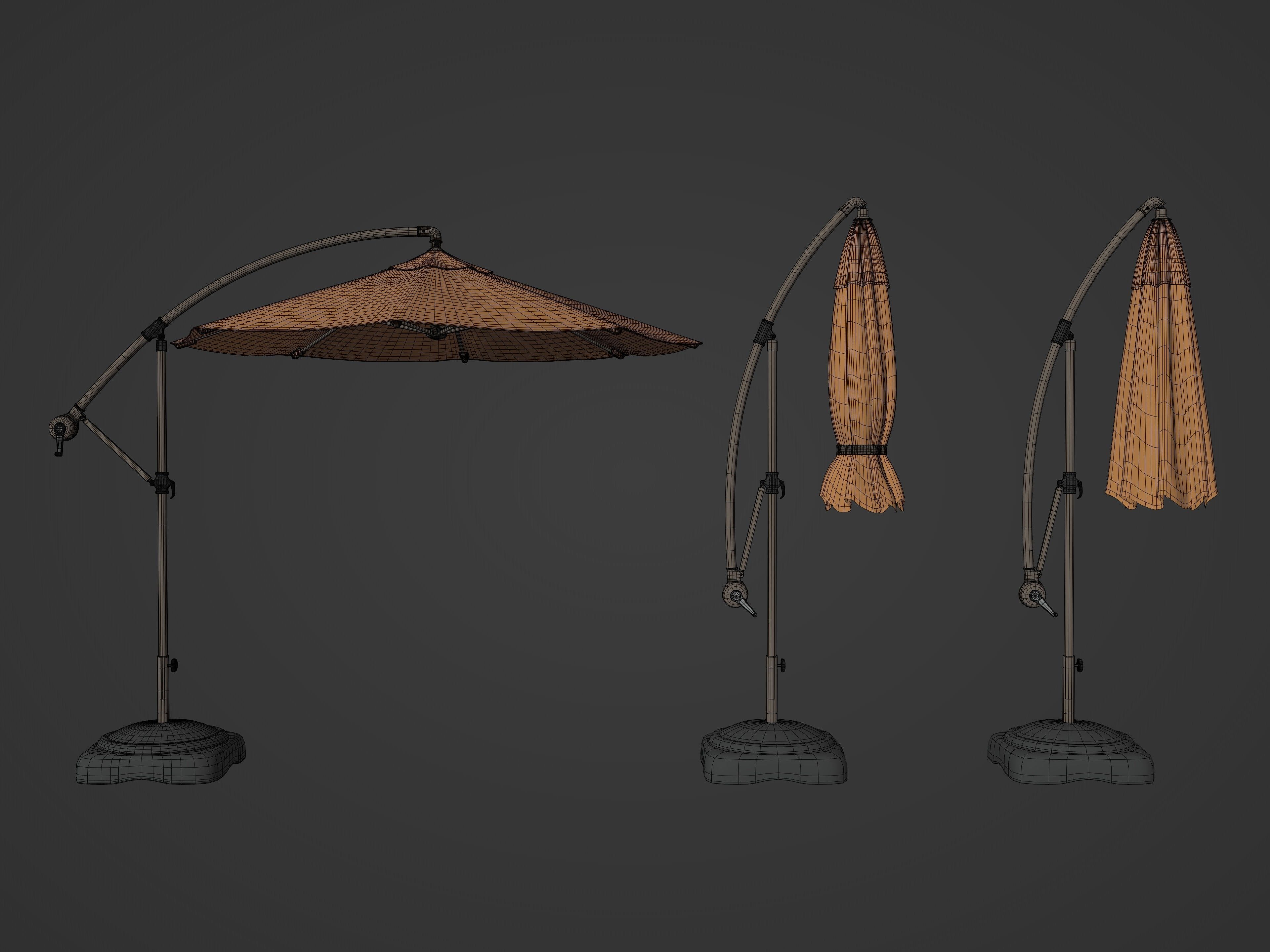 Patio Umbrellas Low-poly 3D model_2