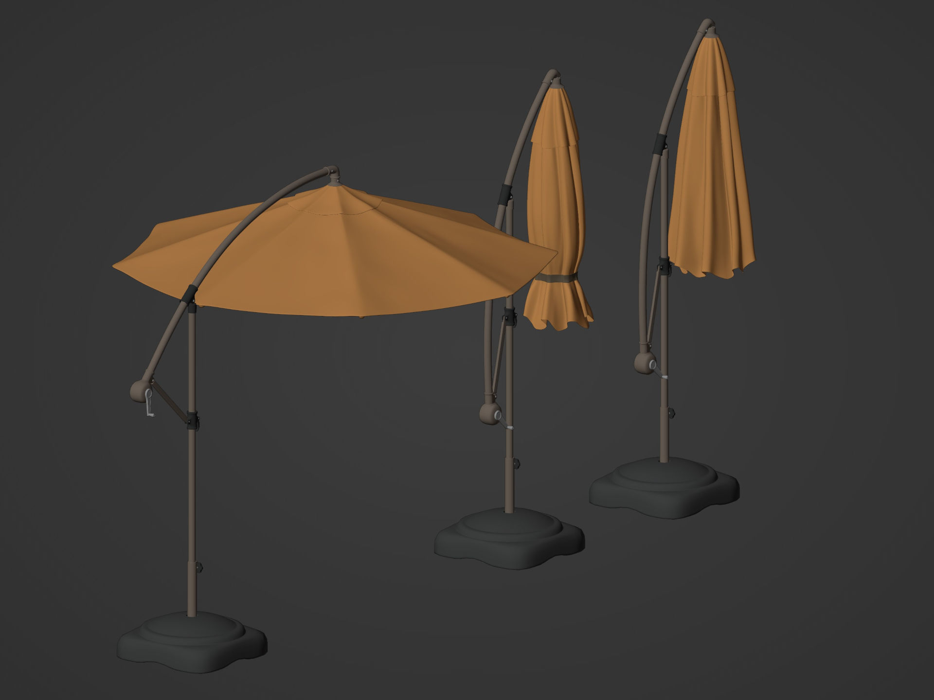 Patio Umbrellas Low-poly 3D model_3