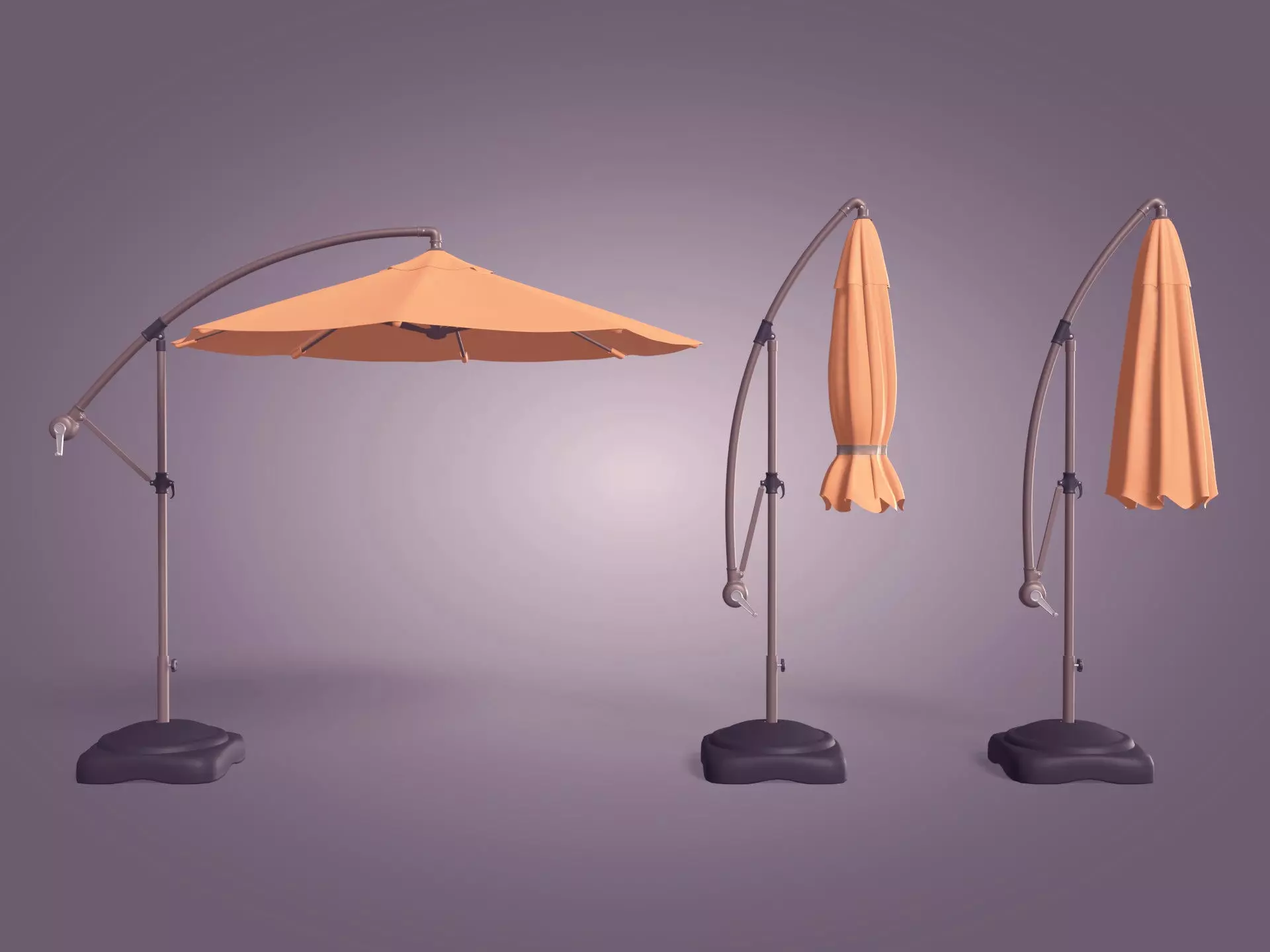 Patio Umbrellas Low-poly 3D model_0