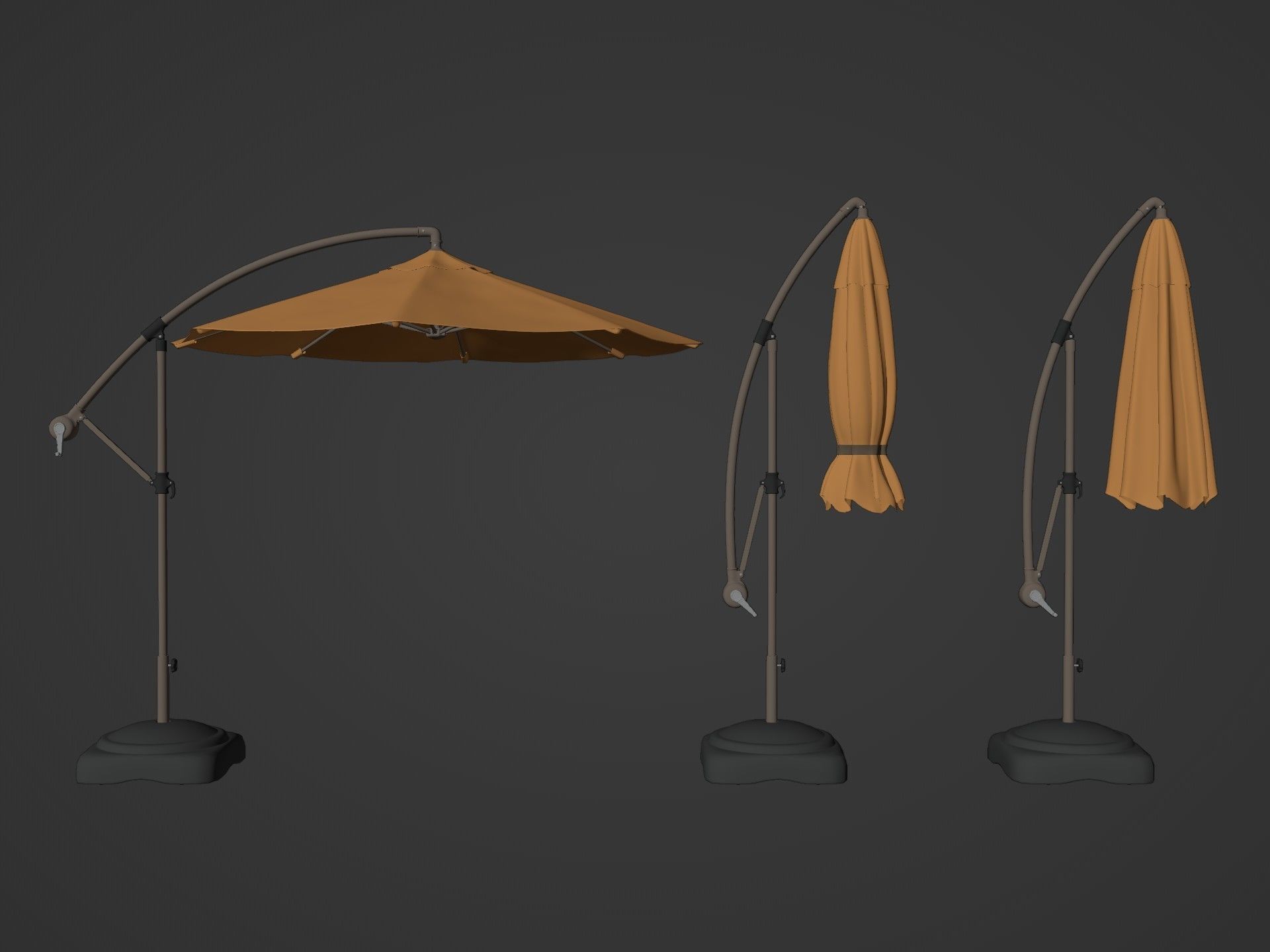 Patio Umbrellas Low-poly 3D model_1