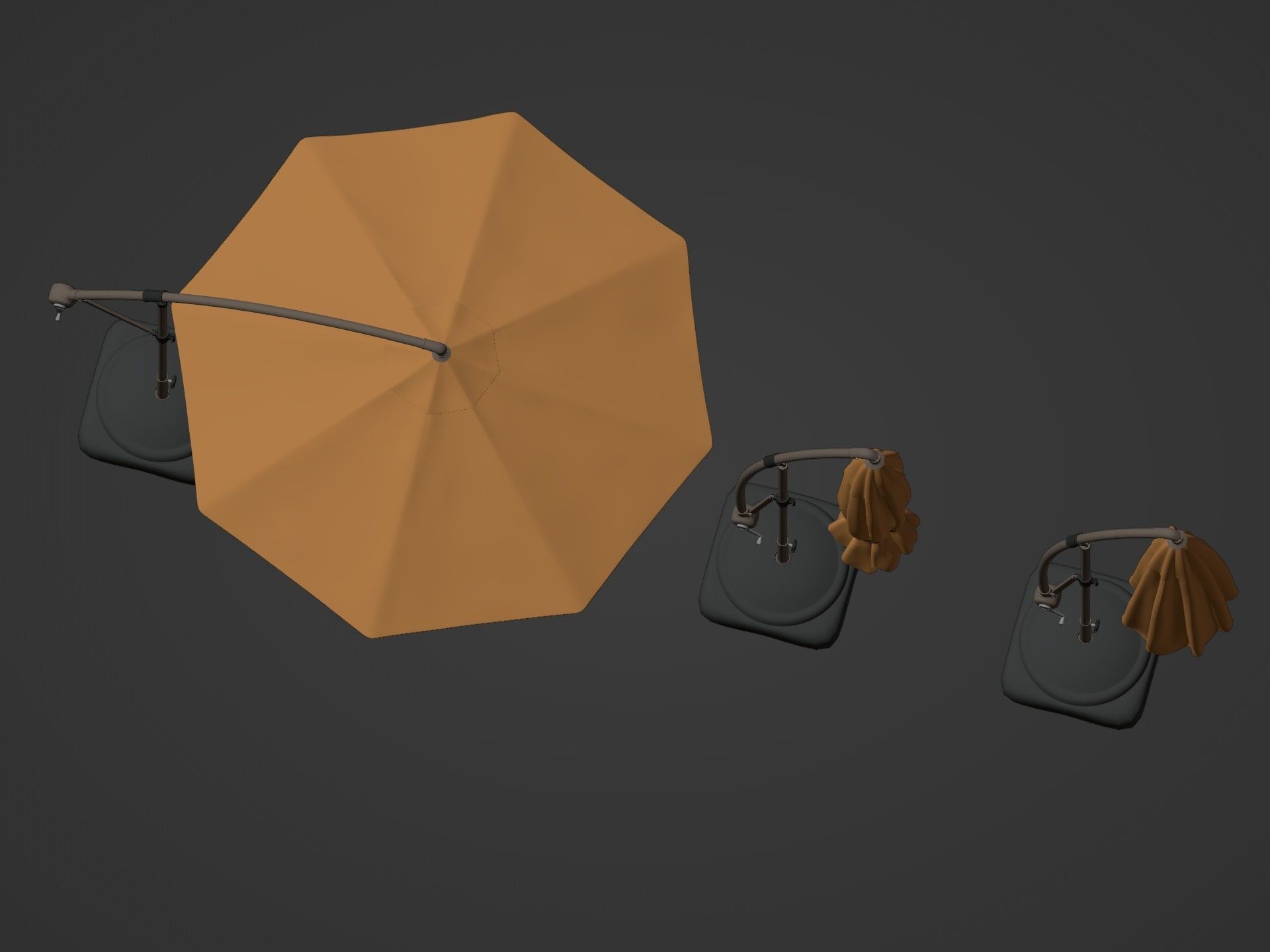 Patio Umbrellas Low-poly 3D model_4