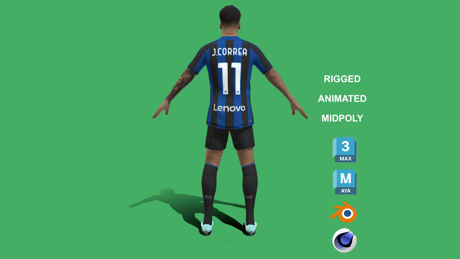 3D Rigged Joaquin Correa Inter Milan 2023 3D model_5